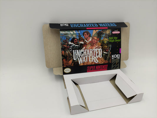 Uncharted Waters - box with inner tray option - SNES - thick cardboard as in the original.