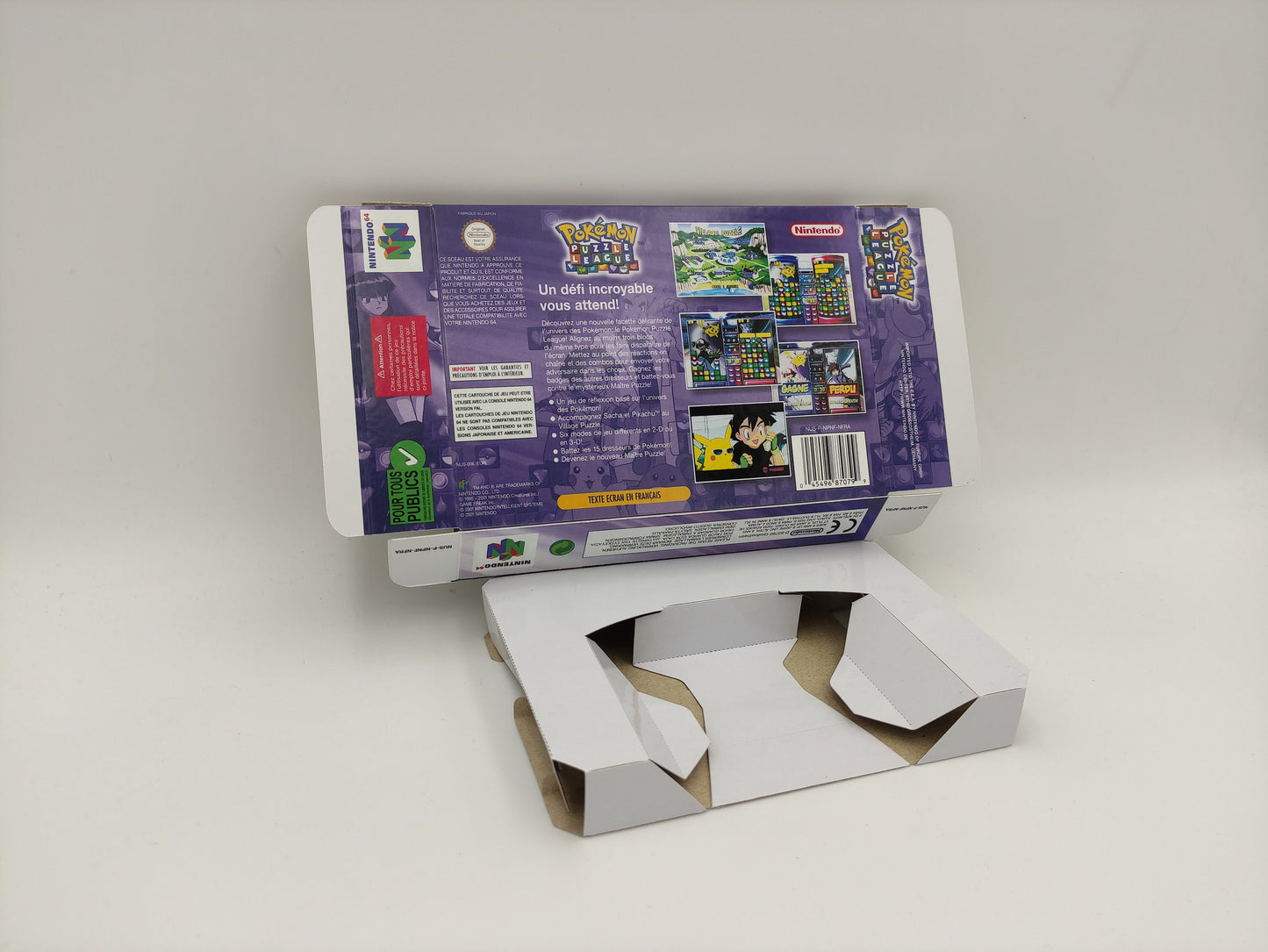 Pokemon Puzzle League - box with inner tray option - NINTENDO 64/ N64 - thick cardboard as in the original. HQ!