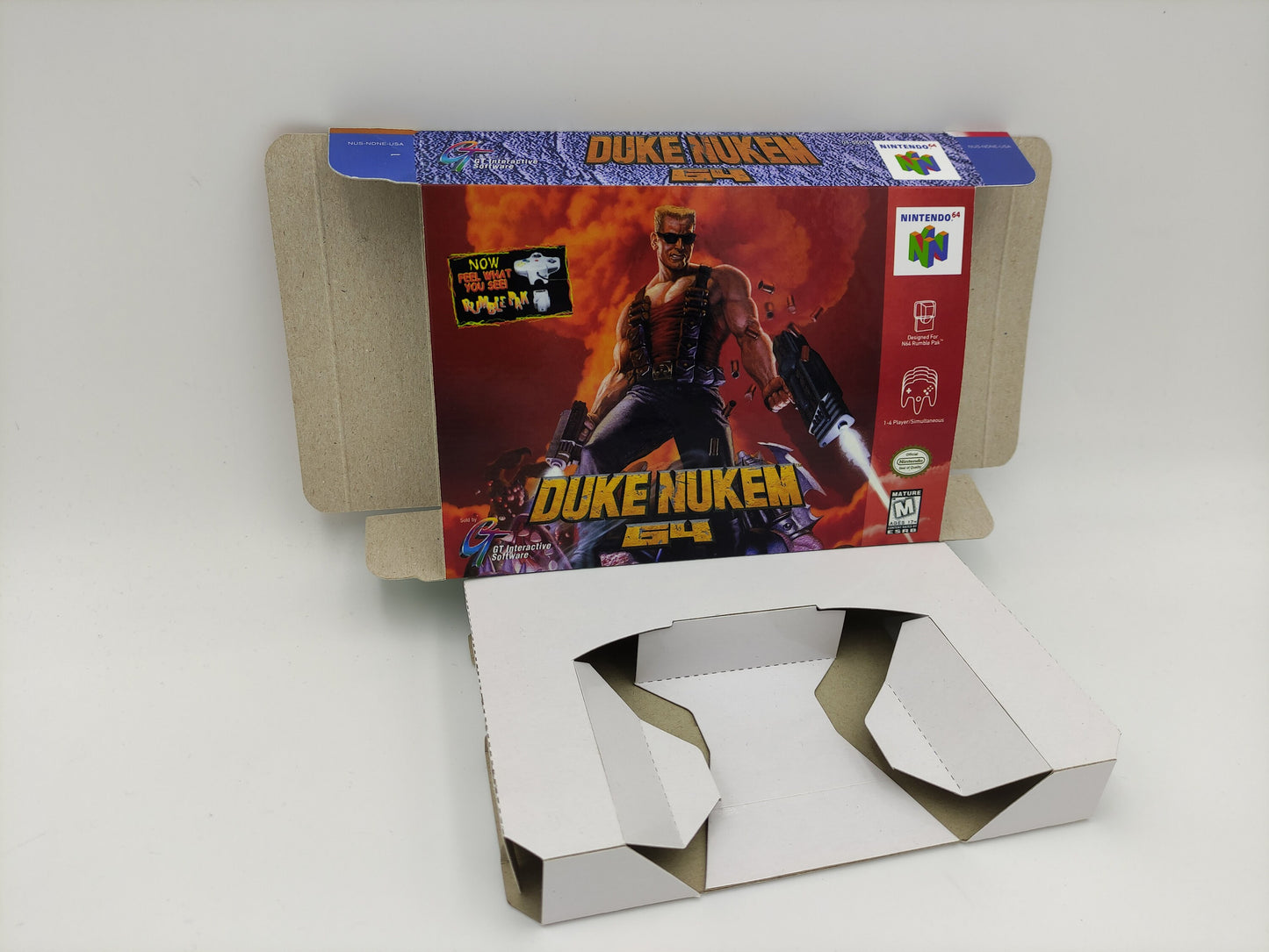 Duke Nukem 64 - box with inner tray option - NTSC or PAL - Nintendo 64 - thick cardboard. Top Quality !!