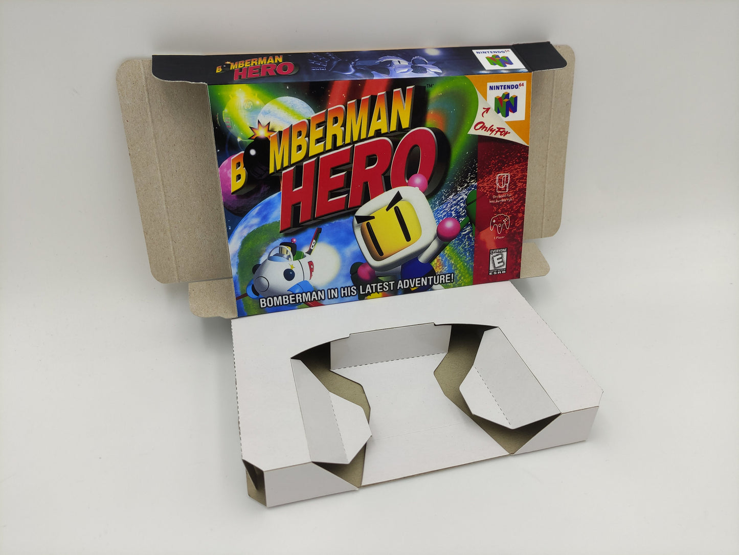 Bomberman Hero - box with inner tray option - NTSC or PAL - Nintendo 64 - thick cardboard. Top Quality !!