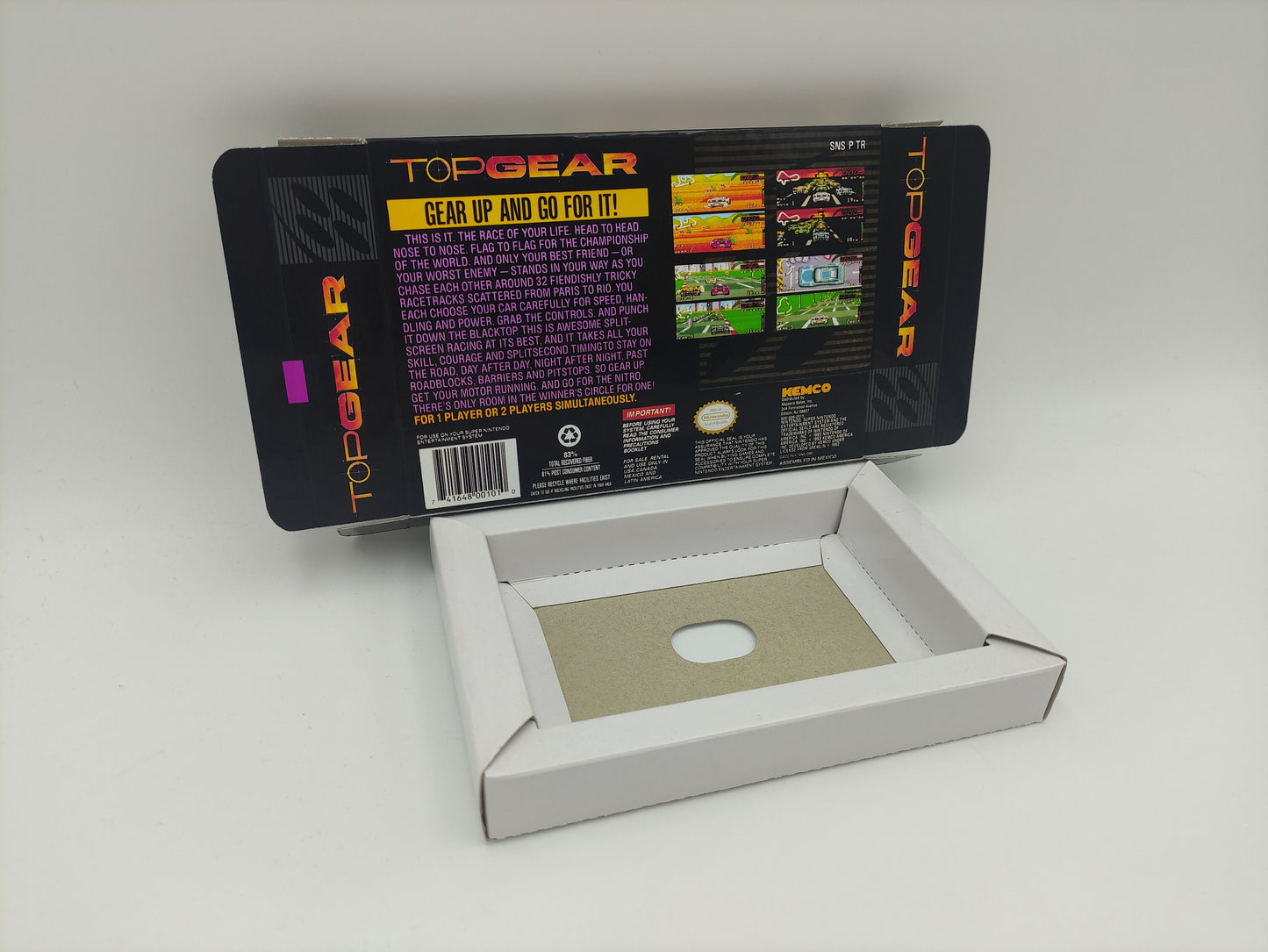 Top Gear - box with inner tray option - PAL or NTSC - SNES - thick cardboard as in the original. Top Quality !