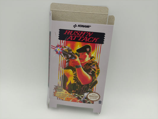 Rush'n Attack - Box Replacement, Dust Cover, Block - NES - PAL - thick cardboard as in the original. Top Quality !