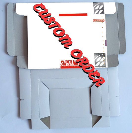 SNES Custom boxes. Ask before buying about the availability of the boxes you are looking for and order.