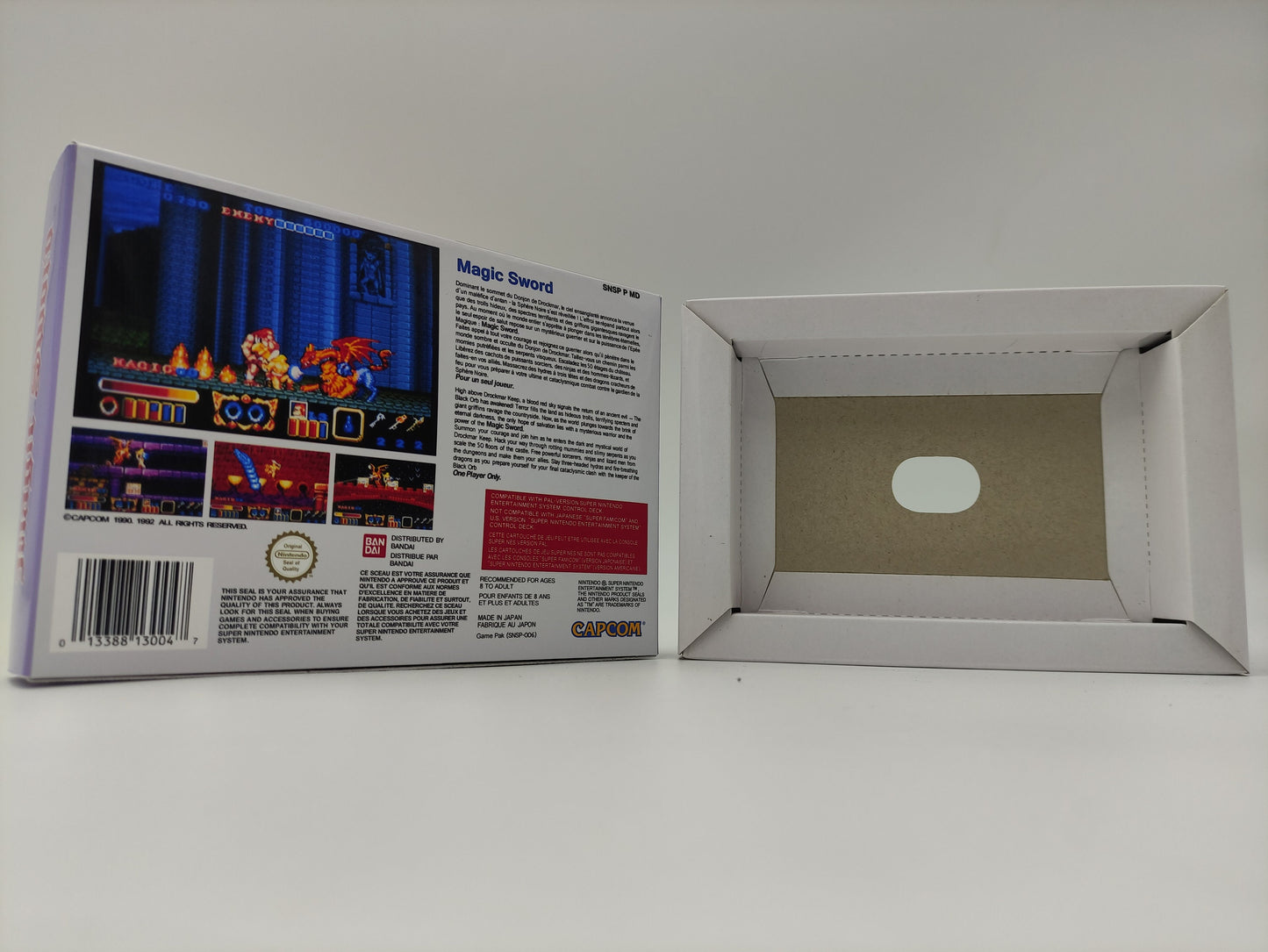 Magic Sword - box with inner tray option - SNES - PAL or NTSC - thick cardboard as in the original. Top Quality !!