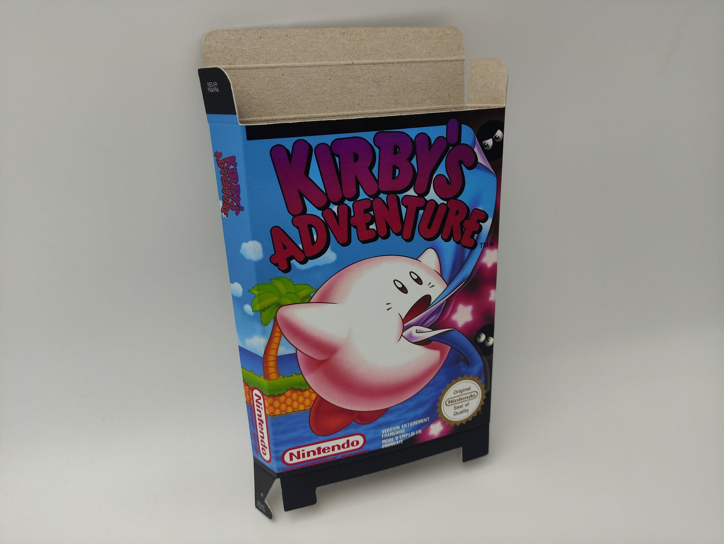 Kirby's Adventure - Box Replacement, Dust Cover, Block - NES - NTSC or PAL - thick cardboard as in the original. Top Quality !