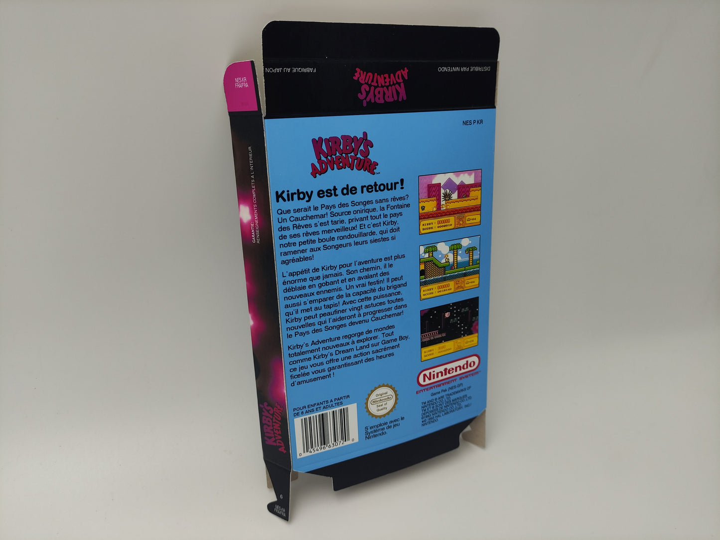 Kirby's Adventure - Box Replacement, Dust Cover, Block - NES - NTSC or PAL - thick cardboard as in the original. Top Quality !