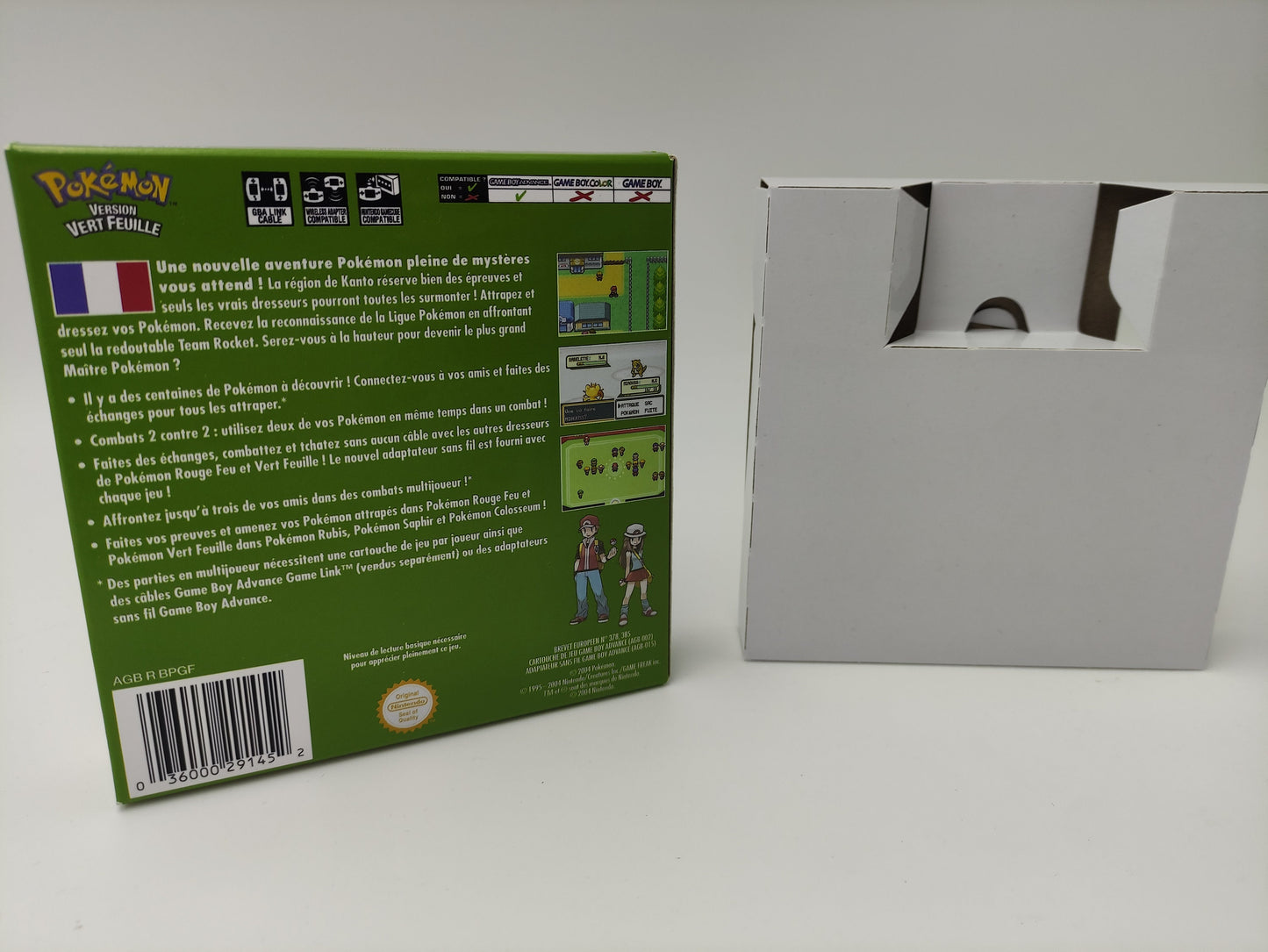 Pokemon Leaf Green - GameBoy Advance - box with inner tray option - PAL or NTSC - thick cardboard. Top Quality !!