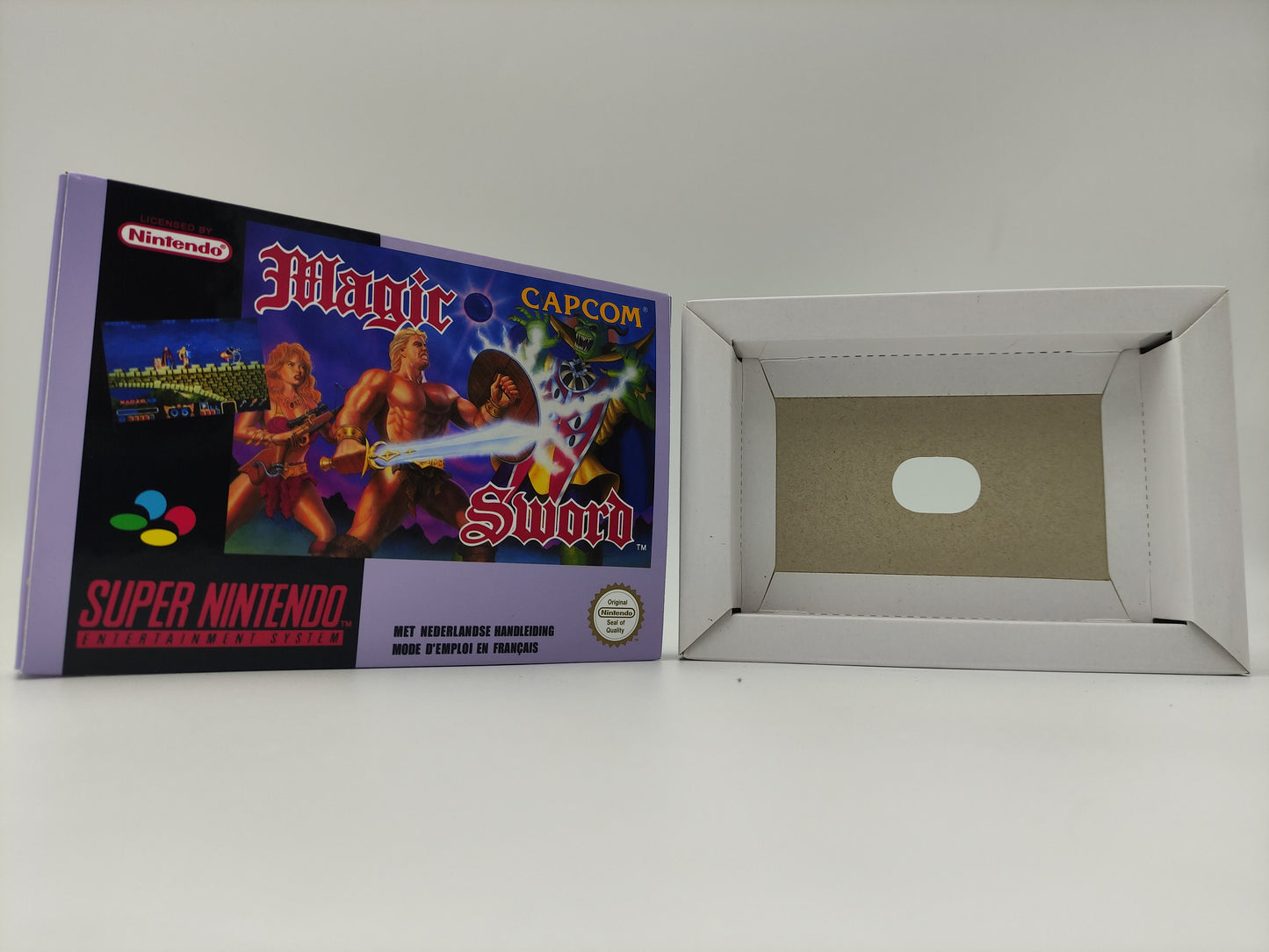 Magic Sword - box with inner tray option - SNES - PAL or NTSC - thick cardboard as in the original. Top Quality !!