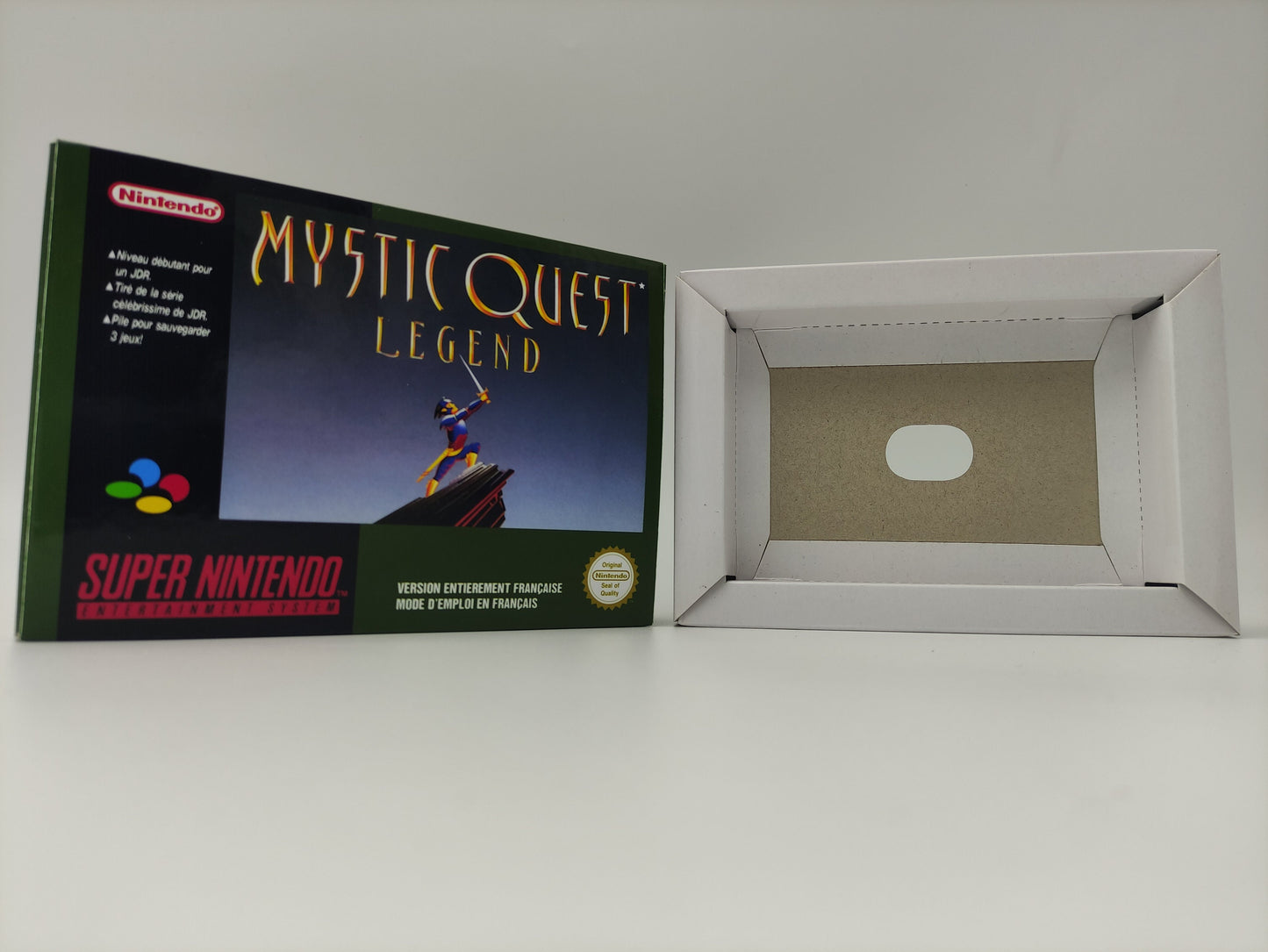 Final Fantasy Mystic Quest Legend - NTSC or PAL - box with inner tray option - SNES - thick cardboard as in the original. Top Quality !!