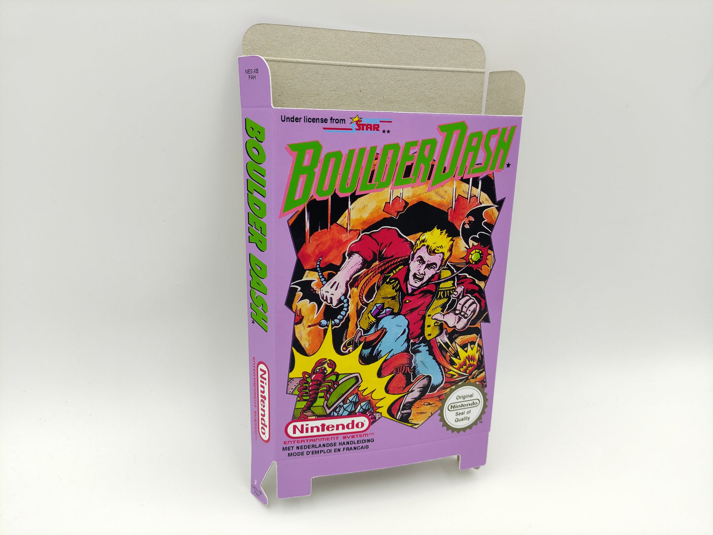 Boulder Dash - Box only - NES - PAL - thick cardboard as in the original. Top Quality !