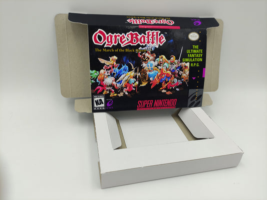 Ogre Battle - box reproduction with inner tray option - NTSC region - SNES - thick cardboard as in the original. HQ!