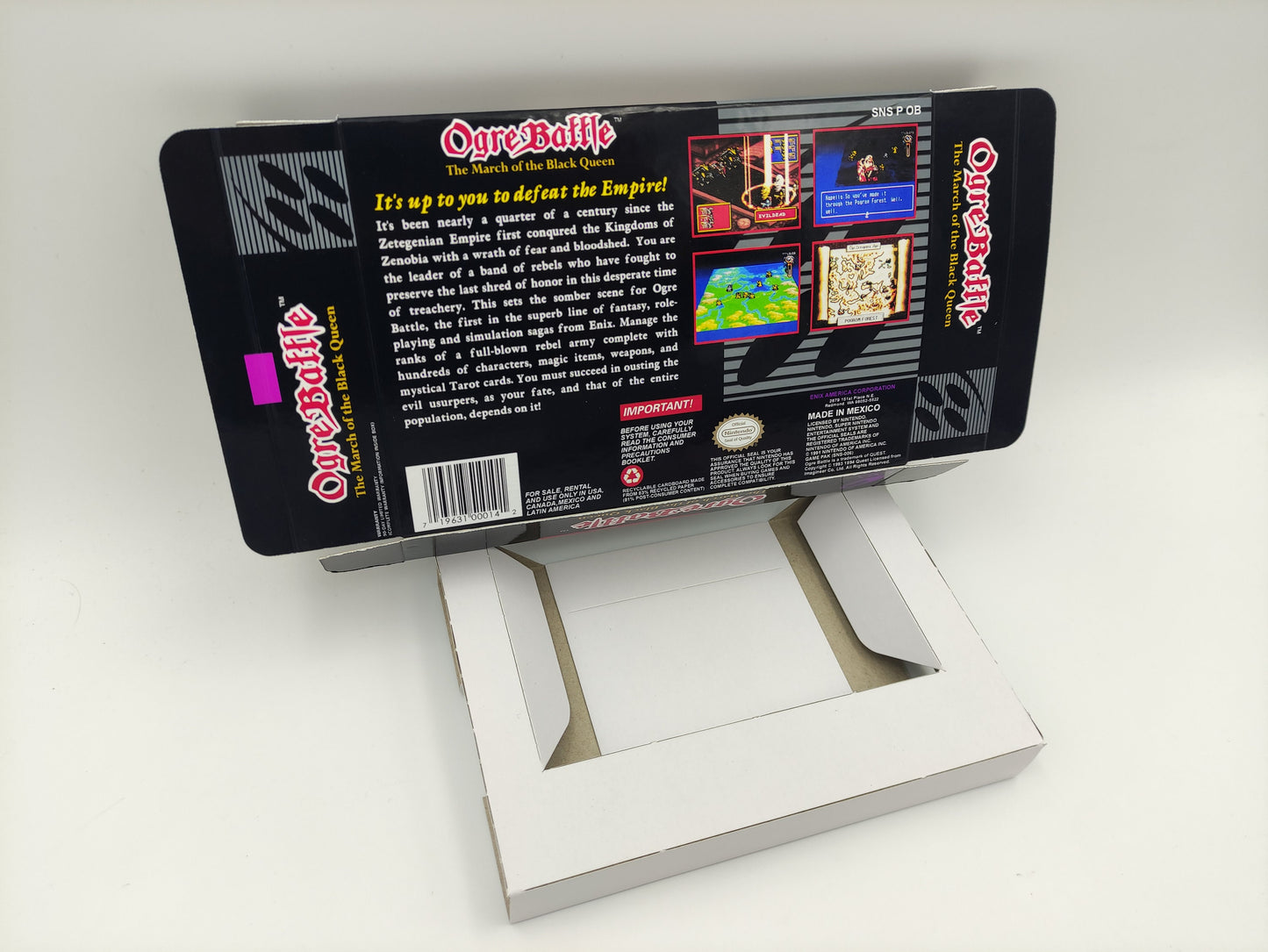 Ogre Battle - box reproduction with inner tray option - NTSC region - SNES - thick cardboard as in the original. HQ!