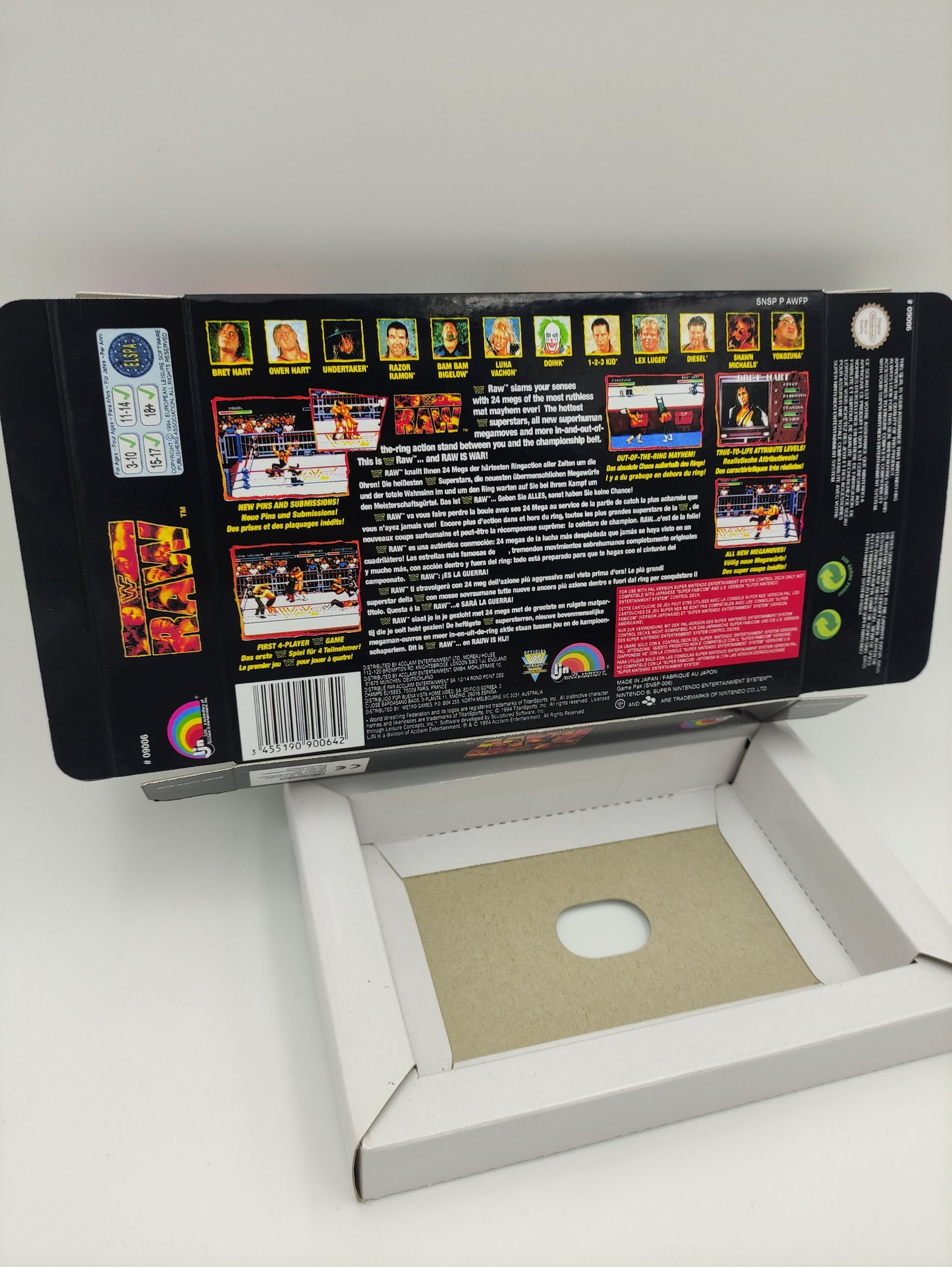 WWF Raw - PAL - box with inner tray option - SNES - thick cardboard as in the original. Top Quality !