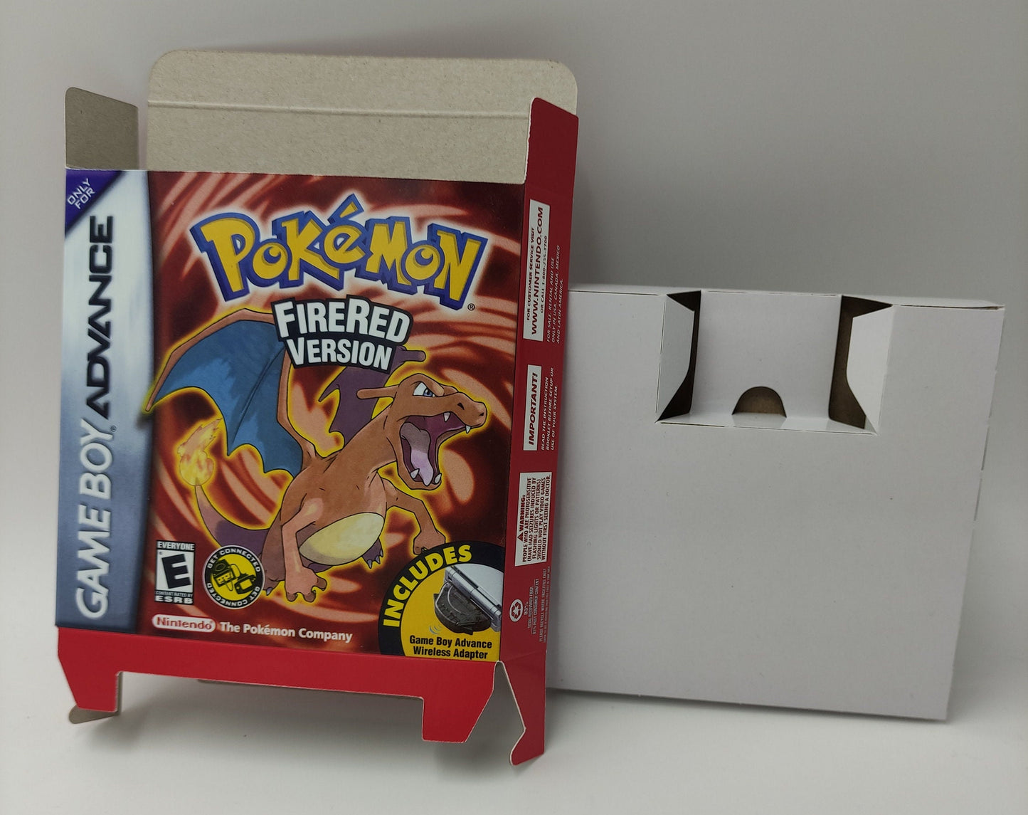 Pokémon FireRed Version - box with inner tray option - Game Boy Advance/ GBA - thick cardboard. Top Quality !!