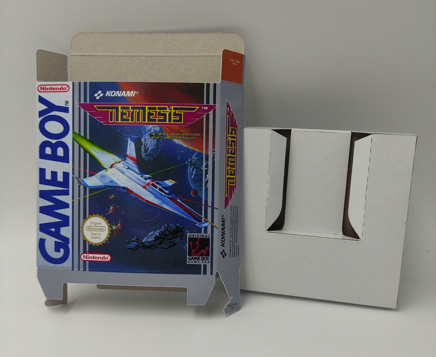 Nemesis - box with inner tray option - Game Boy/ GB - thick cardboard as in the original. PAL or NTSC. Top Quality !!