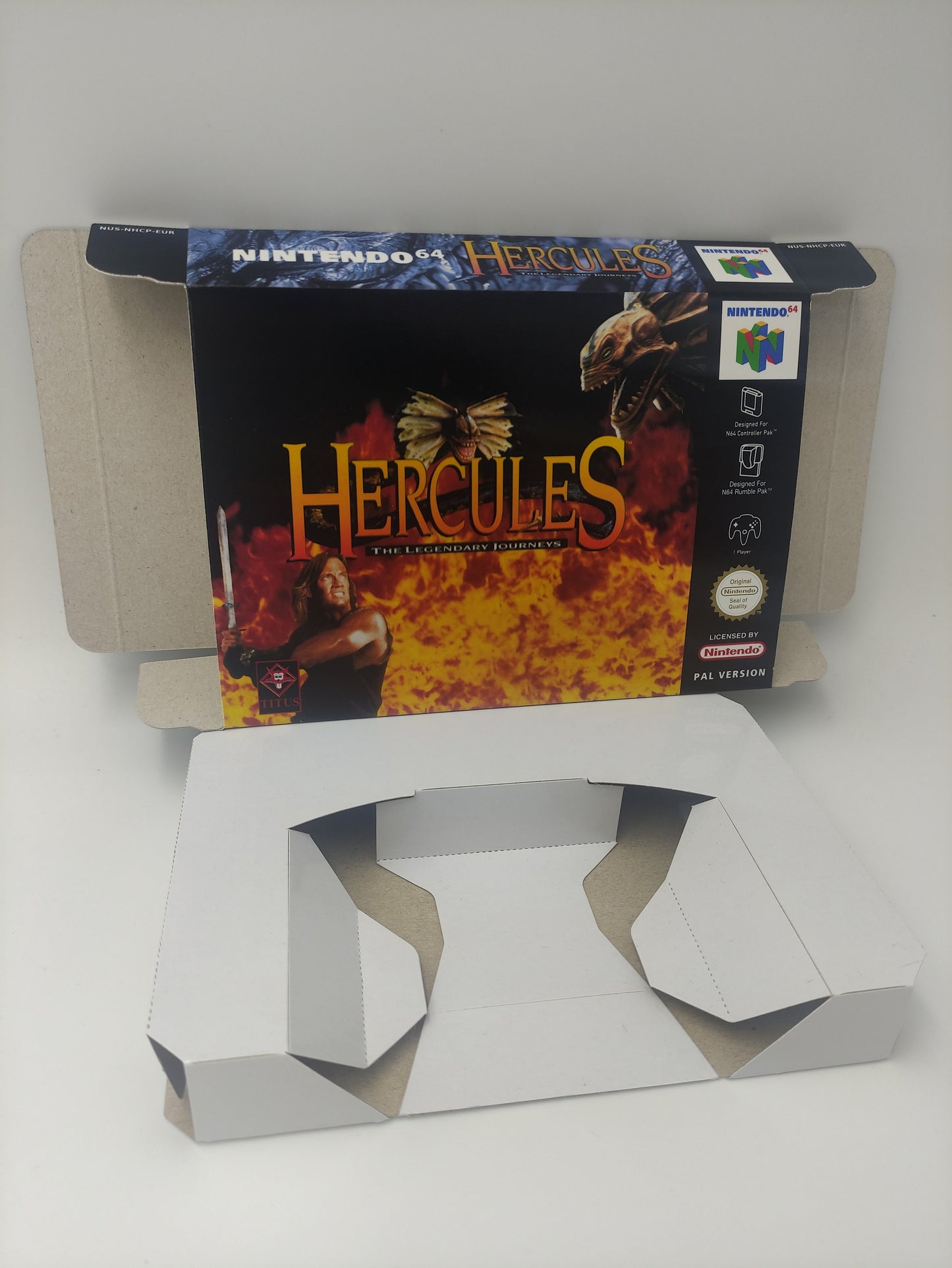 Hercules the legendary Journeys - box with inner tray option - PAL or NTSC - Nintendo 64/ N64 - thick cardboard as in the original.