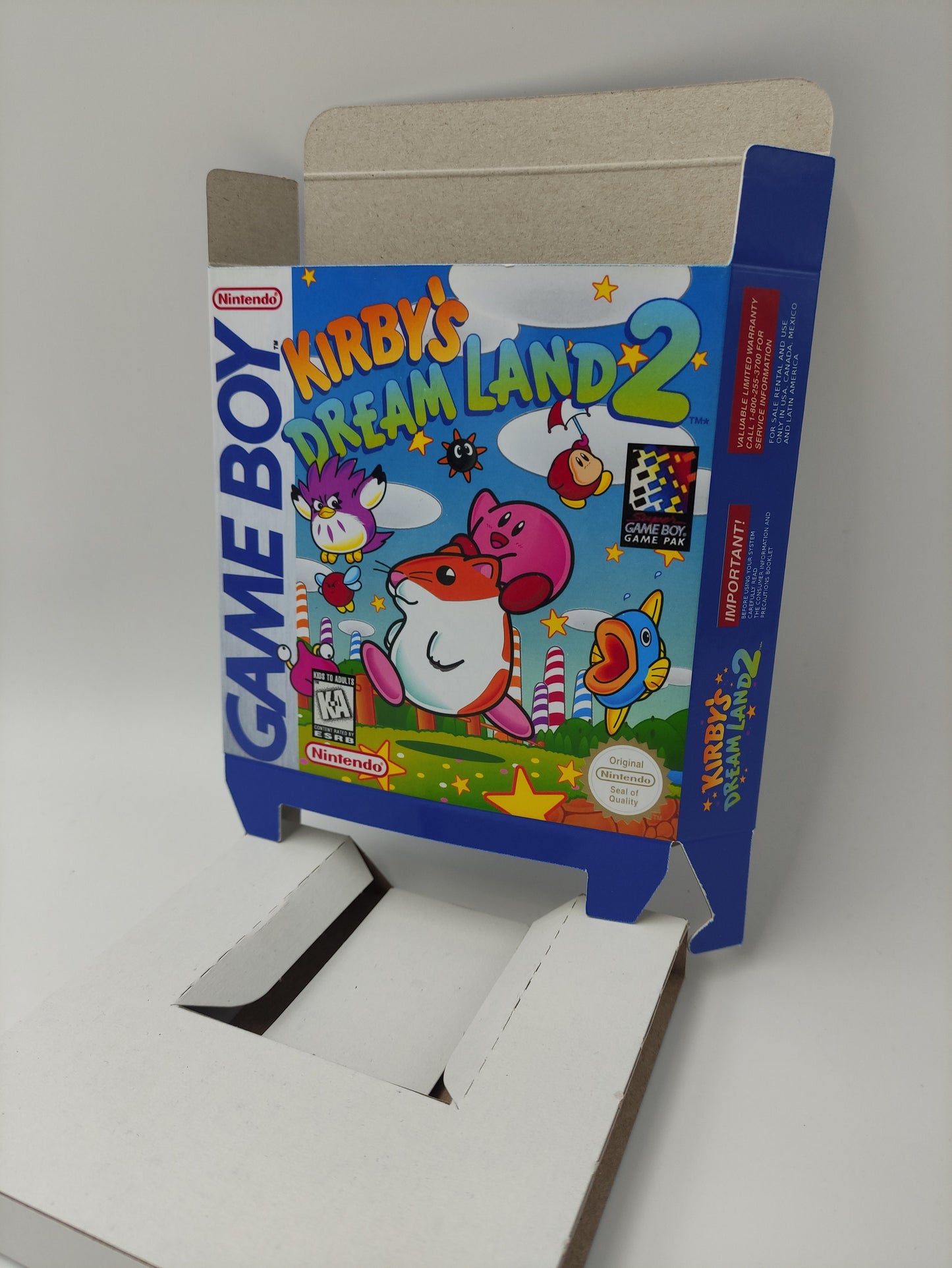 Kirby's Dream Land 2 - GameBoy - box with inner tray option - PAL or NTSC - thick cardboard. Top Quality !!