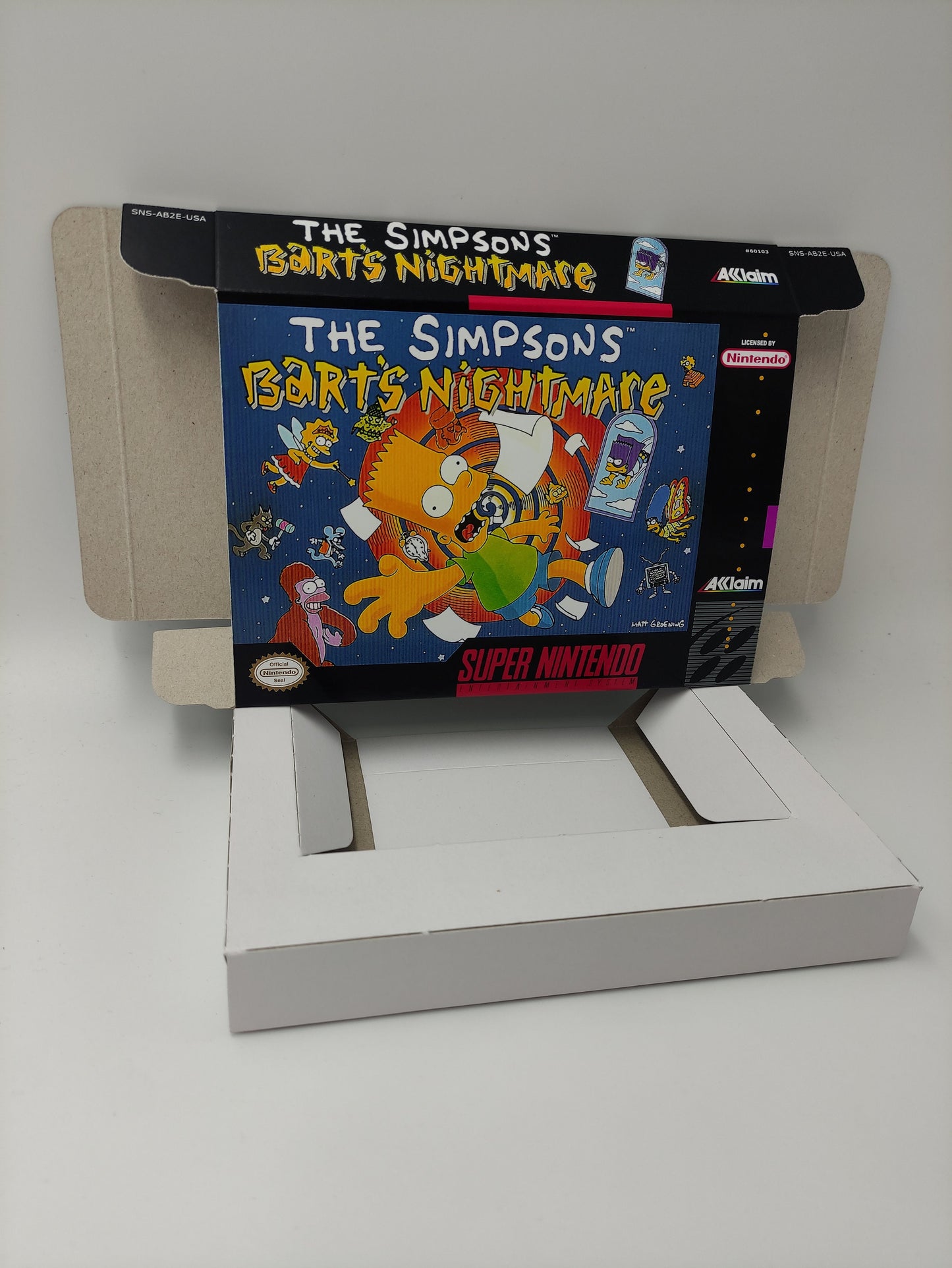 The Simpson's Barth's Nightmare - box with inner tray option - PAL or NTSC region -  Super Nintendo/ SNES- thick cardboard.