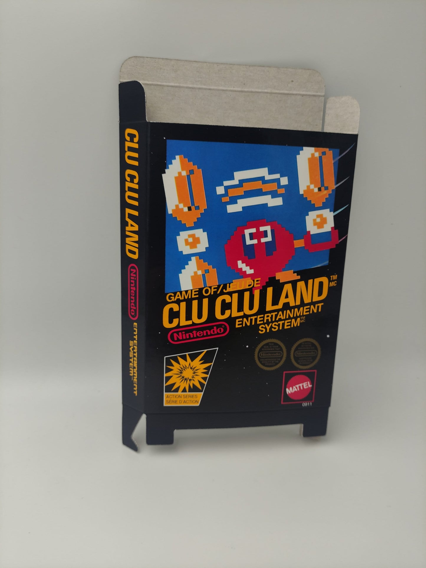 Clu Clu Land - Box only - NES - PAL or NTSC - thick cardboard as in the original. Top Quality !