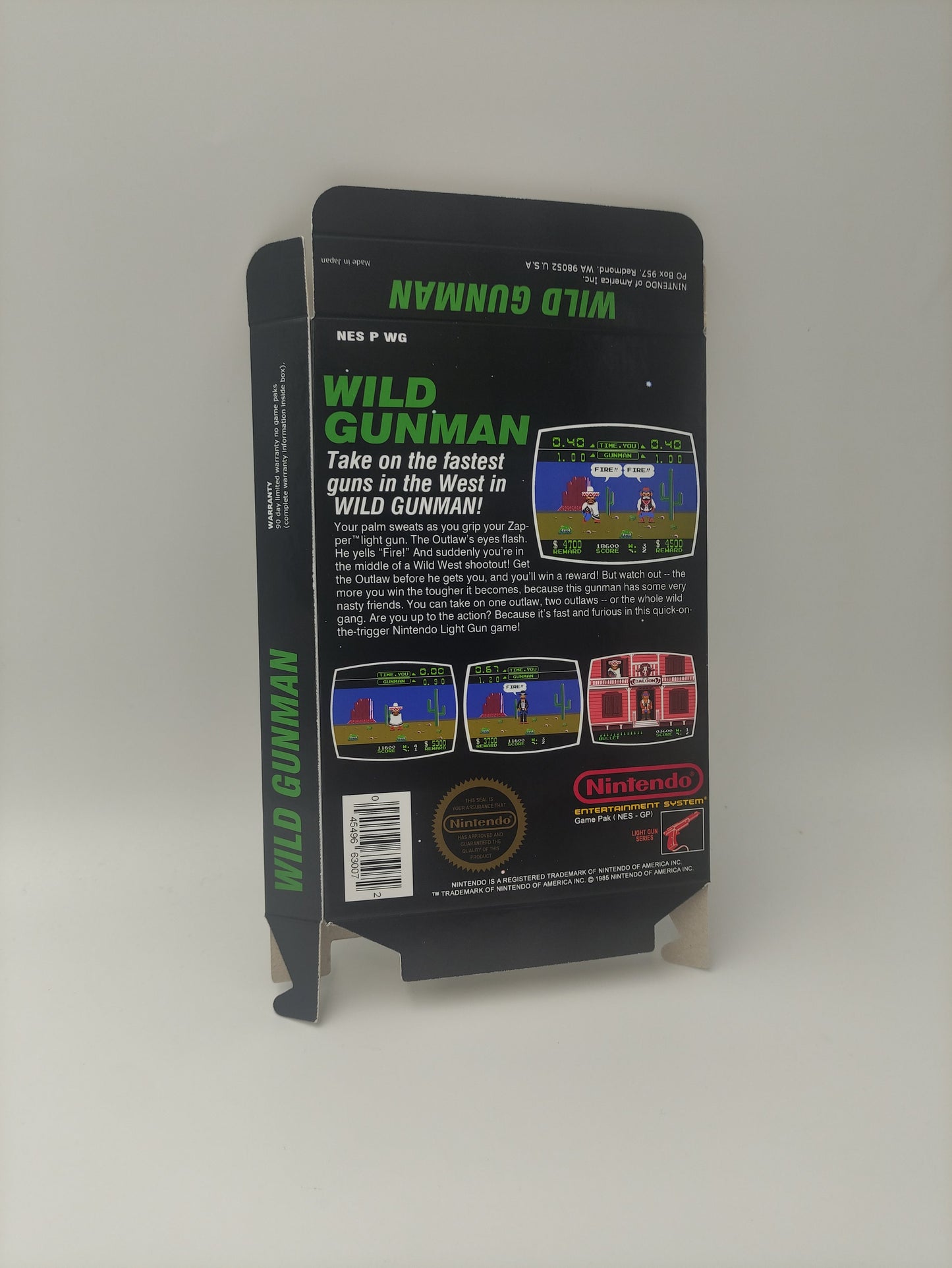 Wild Gunman - Box Replacement, Dust Cover, Block - NES - PAL or Ntsc - Thick cardboard. HQ !!