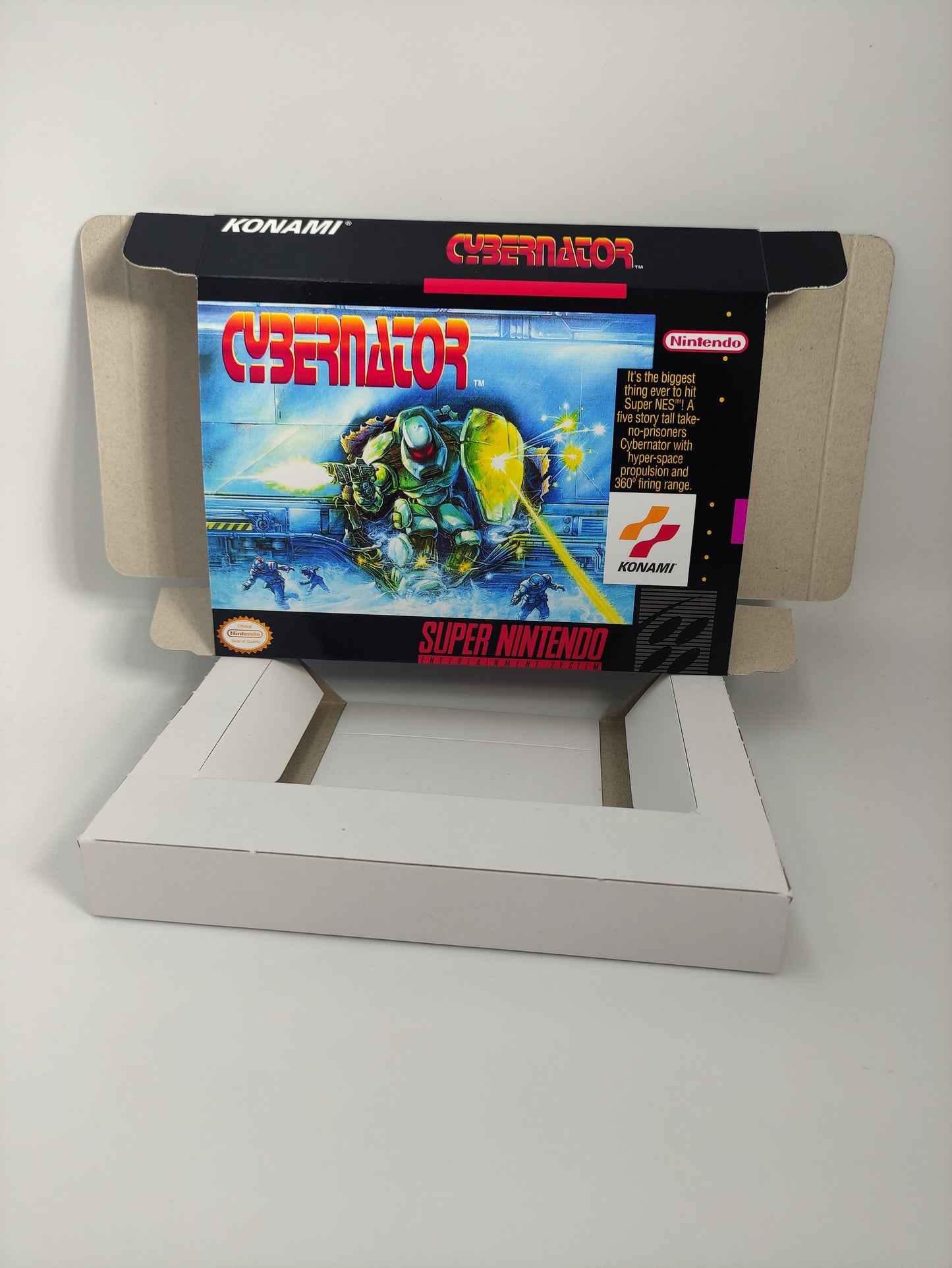 Cybernator - box with inner tray option - PAL or NTSC - SNES - thick cardboard as in the original.