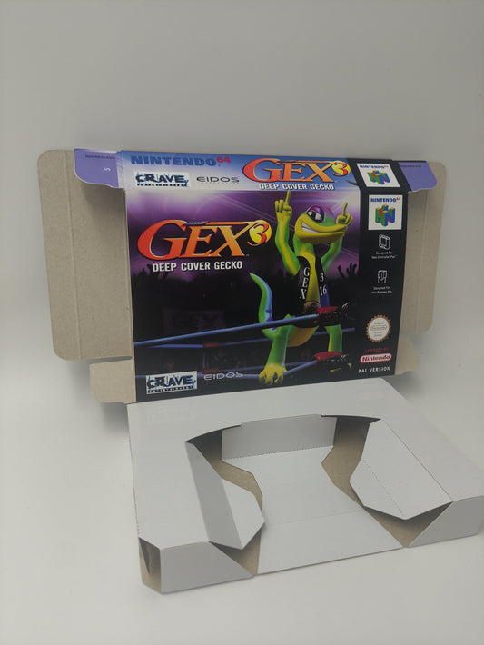 Gex 3: Deep Cover - box with inner tray option - Nintendo 64 - thick cardboard. Top Quality !!