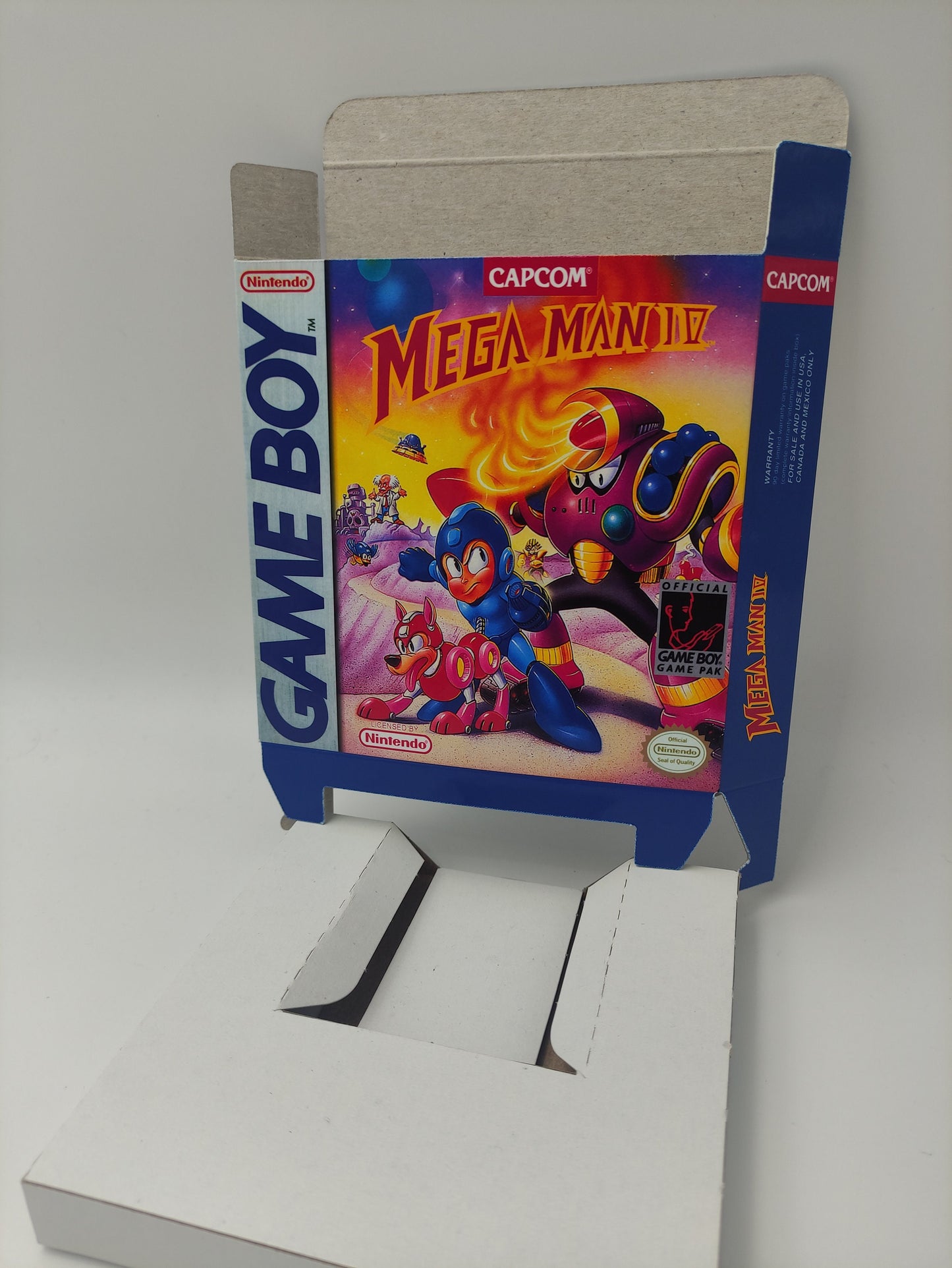 Mega Man IV - GameBoy - box with inner tray option - thick cardboard. Top Quality !!