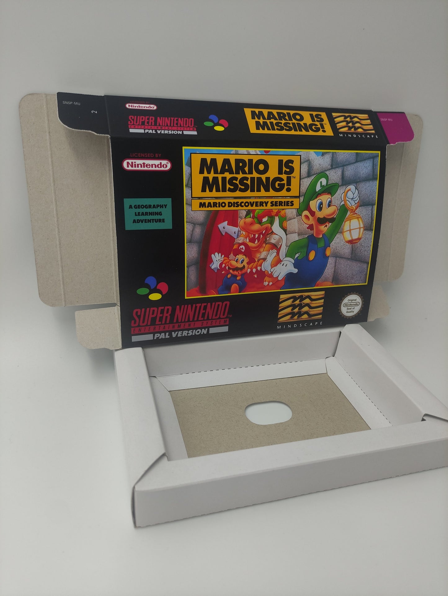 Mario is Missing! - box with inner tray option - Super Nintendo/ SNES - thick cardboard.