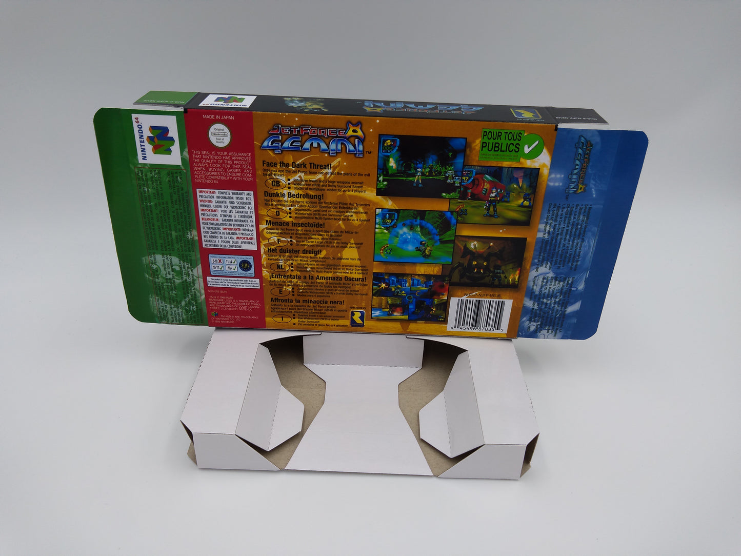 Jet Force Gemini - box with inner tray option - NTSC or PAL - Nintendo 64 - thick cardboard. Top Quality !!