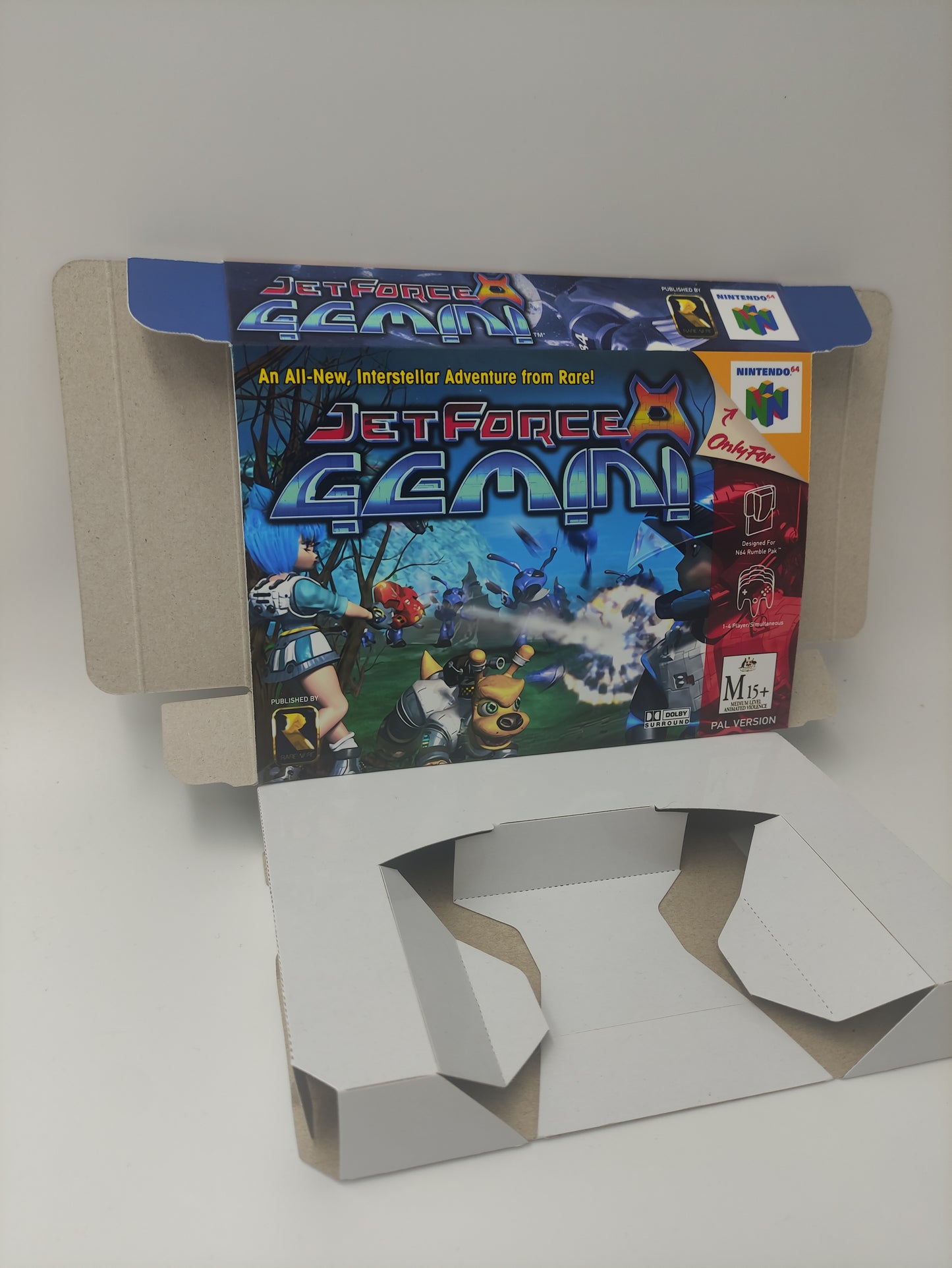 Jet Force Gemini - box with inner tray option - NTSC or PAL - Nintendo 64 - thick cardboard. Top Quality !!