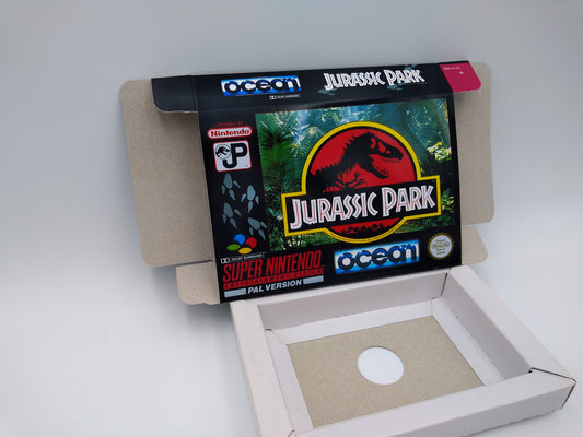 Jurassic Park - box with insert option - PAL or NTSC region - Super Nintendo/ SNES - thick cardboard.