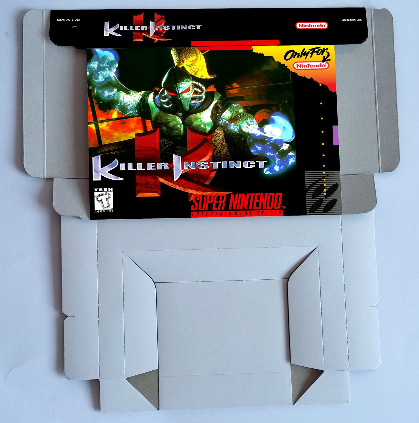 Killer Instinct - box with tray option - NTSC or PAL - SNES - thick cardboard as in the original.