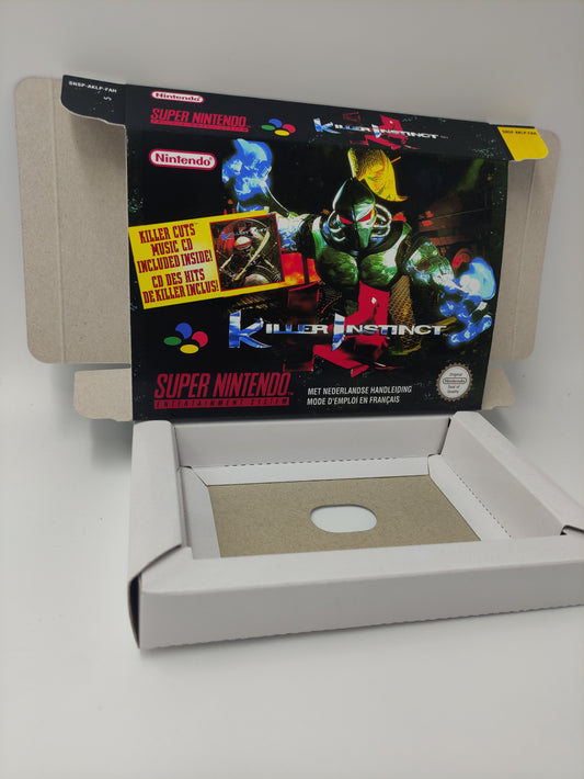 Killer Instinct - box with tray option - NTSC or PAL - SNES - thick cardboard as in the original.