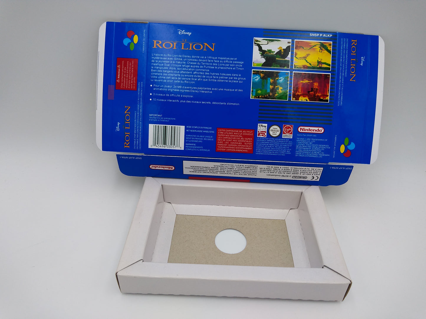 The Lion King/ Le Roi Lion - PAL or NTSC - box with inner tray option - SNES - thick cardboard as in the original.