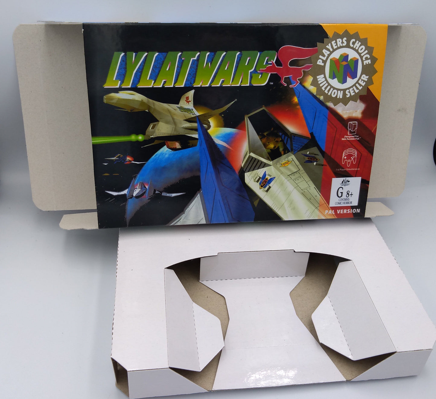 Star Fox 64/ Lylat Wars - Box with inner tray option - N64 - NTSC, PAL or Australian PAL - thick cardboard as in the original.