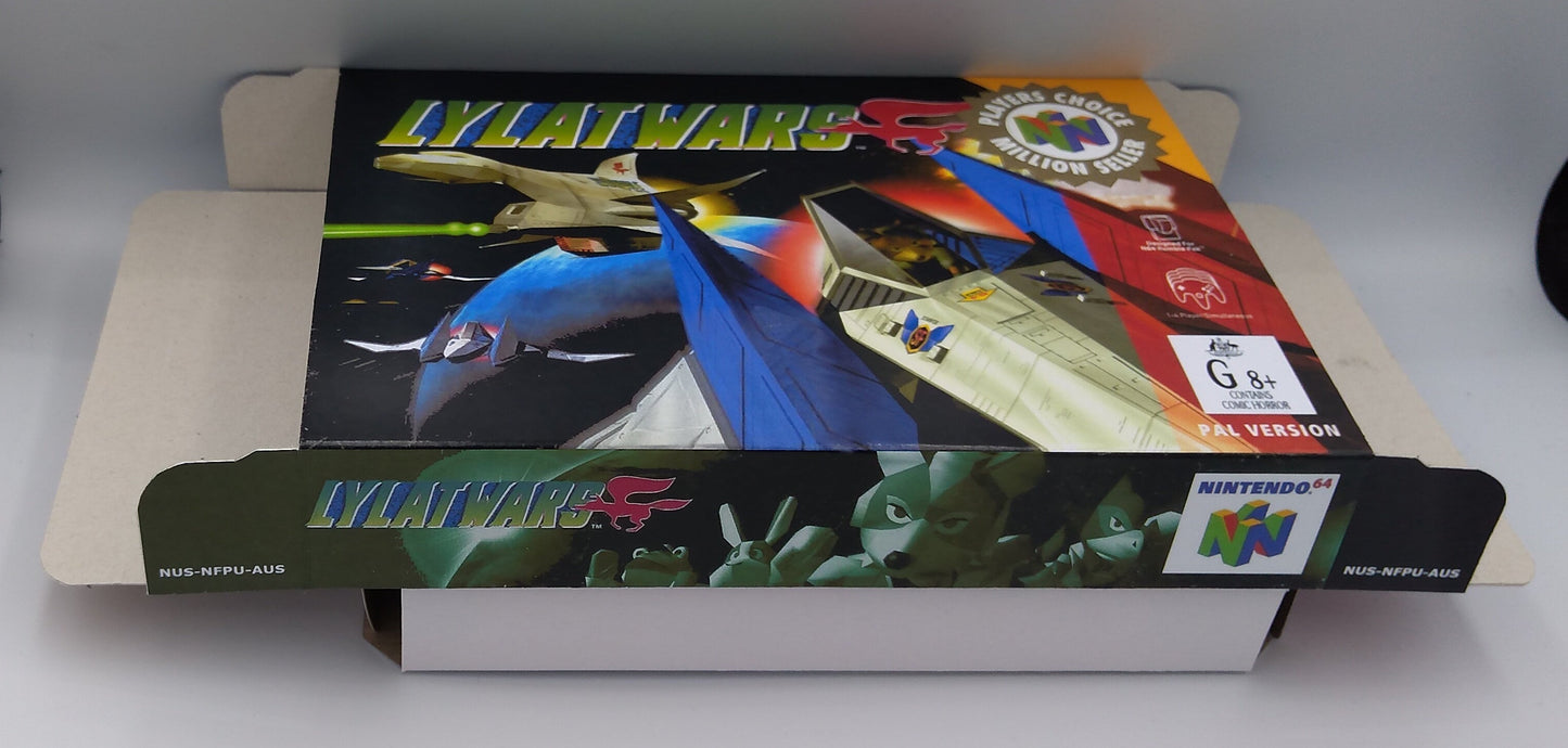 Star Fox 64/ Lylat Wars - Box with inner tray option - N64 - NTSC, PAL or Australian PAL - thick cardboard as in the original.