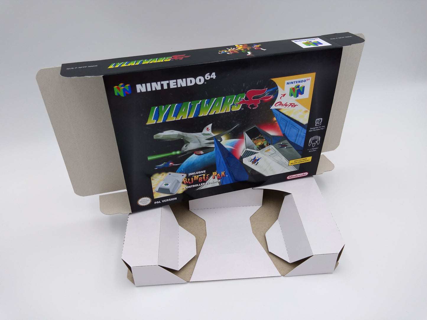 Star Fox 64/ Lylat Wars - Box with inner tray option - N64 - NTSC, PAL or Australian PAL - thick cardboard as in the original.