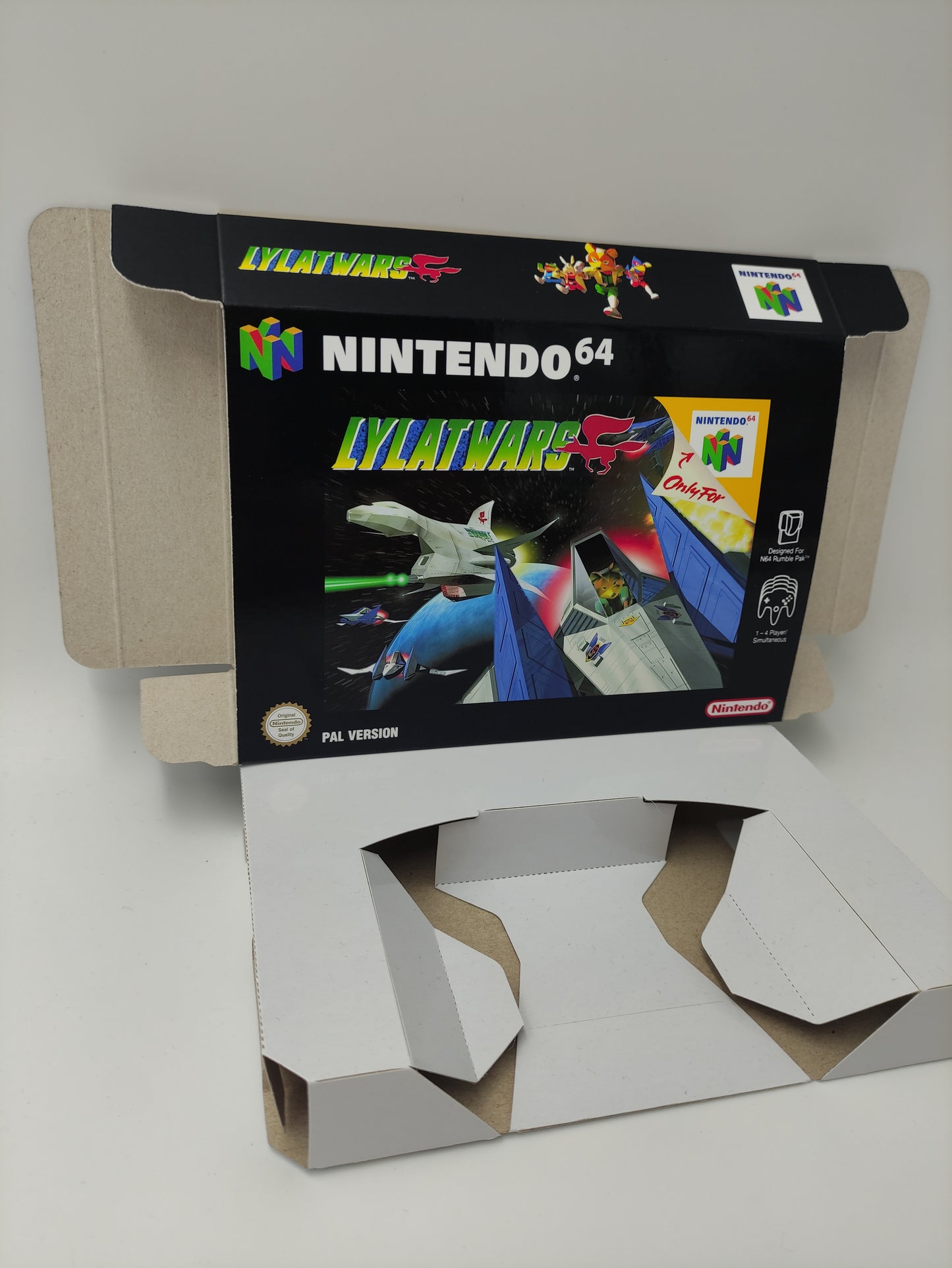 Star Fox 64/ Lylat Wars - Box with inner tray option - N64 - NTSC, PAL or Australian PAL - thick cardboard as in the original.