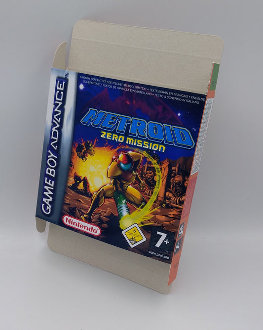 Metroid Zero Mission - box with inner tray option - PAL or NTSC - Game Boy advance/ GBA - thick cardboard. Top Quality !!