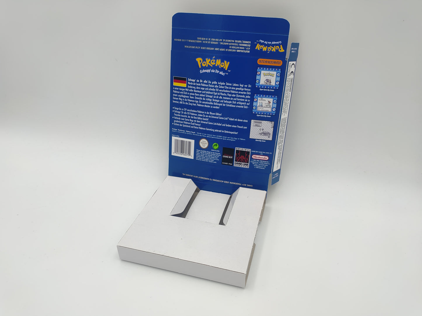 Pokemon Blue - Replacement Box, Manual, Tray - NTSC, PAL or Australian Pal - Game Boy/ GB - thick cardboard. Top Quality !!