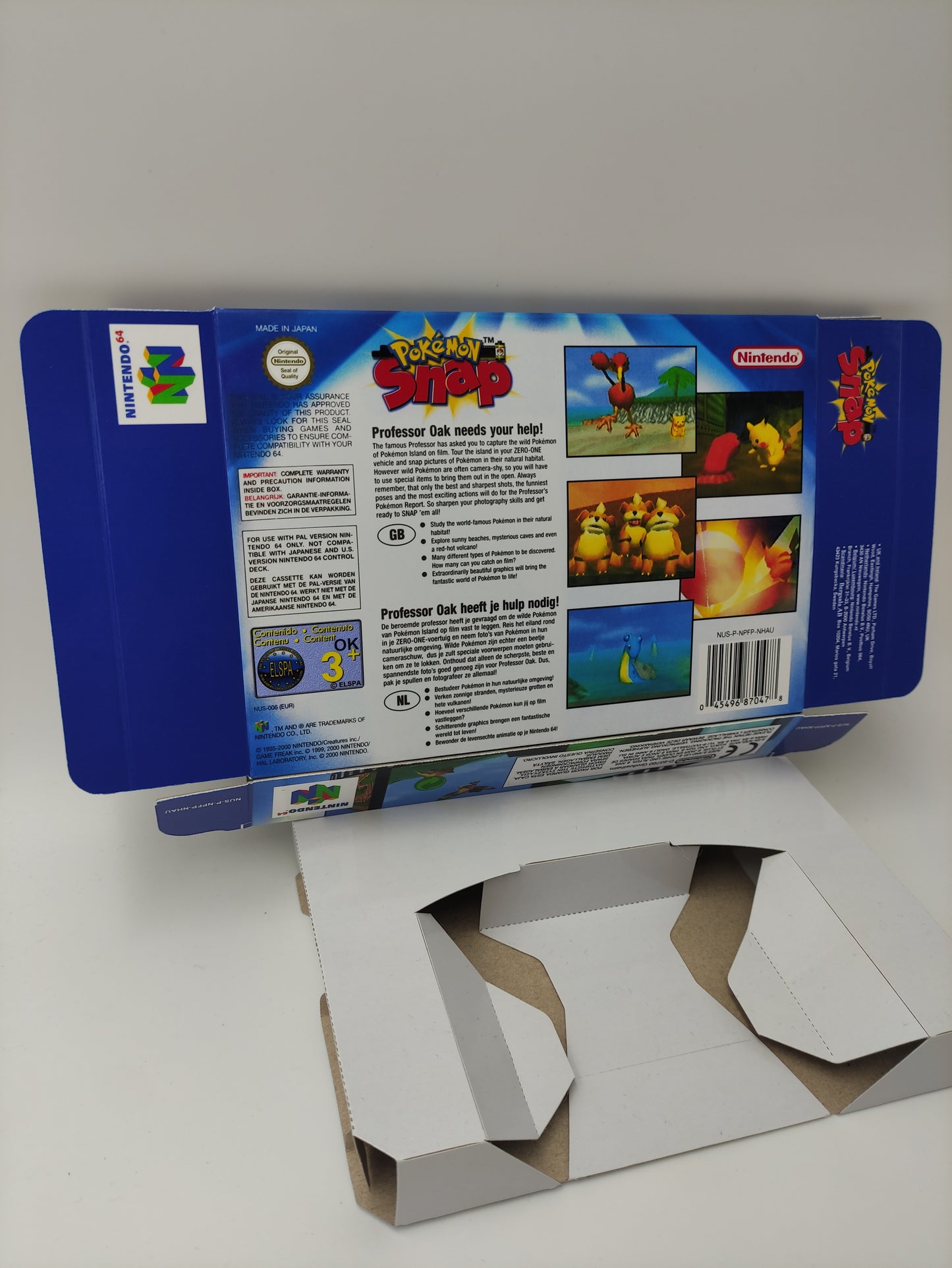 Pokemon Snap - Replacement Box, Manual, Inner Tray - NTSC, PAL - Nintendo 64 - thick cardboard. Top Quality !!