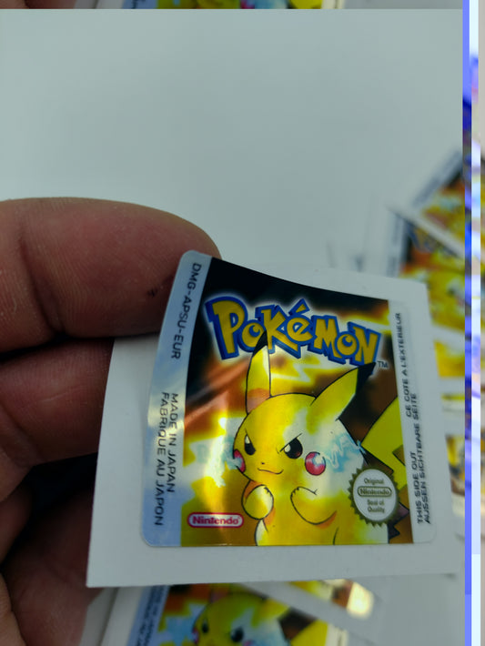 Pokemon Yellow - Label - Sticker - Game Boy/ GB - replacement.