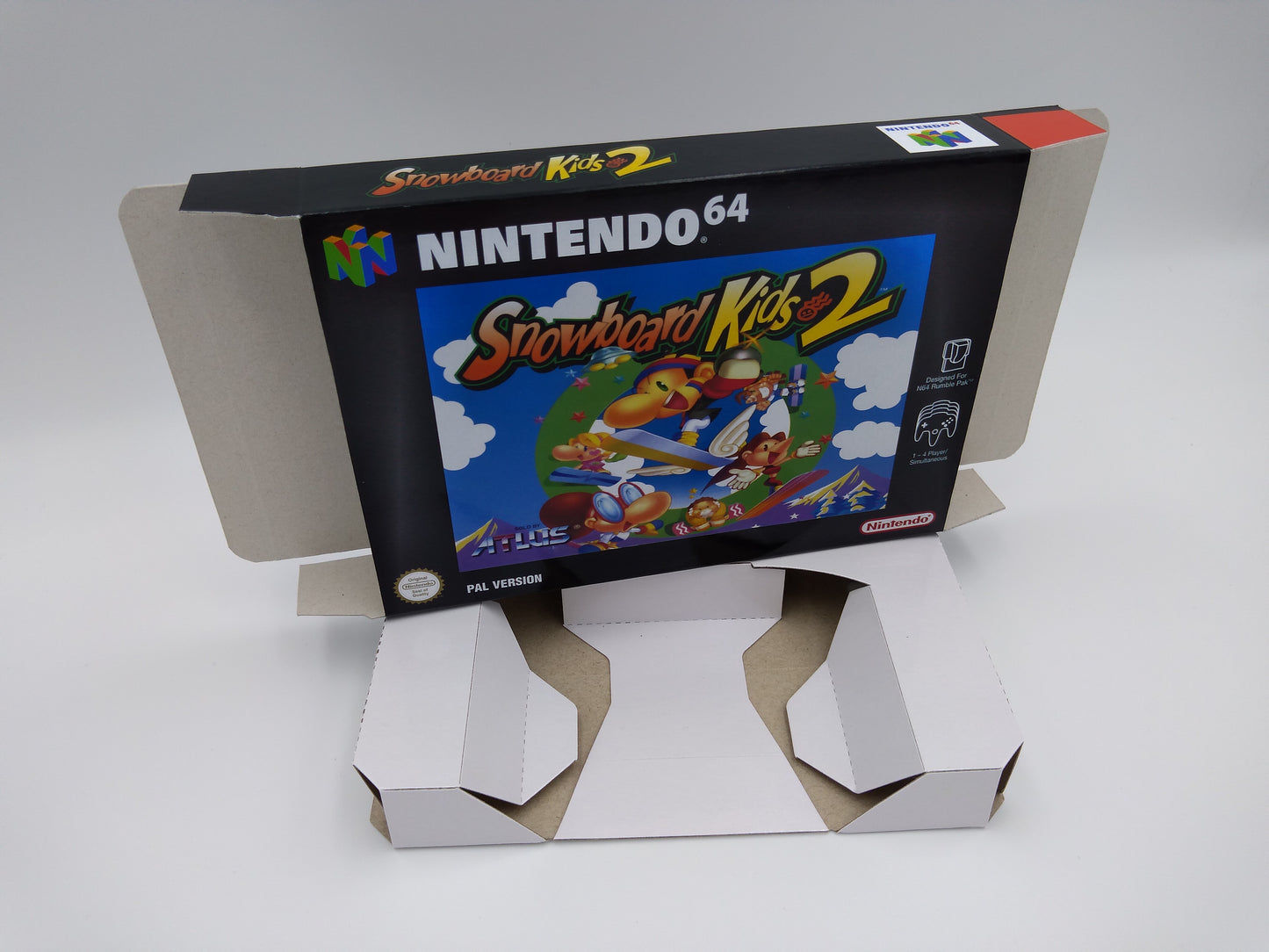 Snowboard Kids 2 - NTSC or PAL region - Nintendo 64 - box with inner tray option - thick cardboard as in the original. Top Quality !!