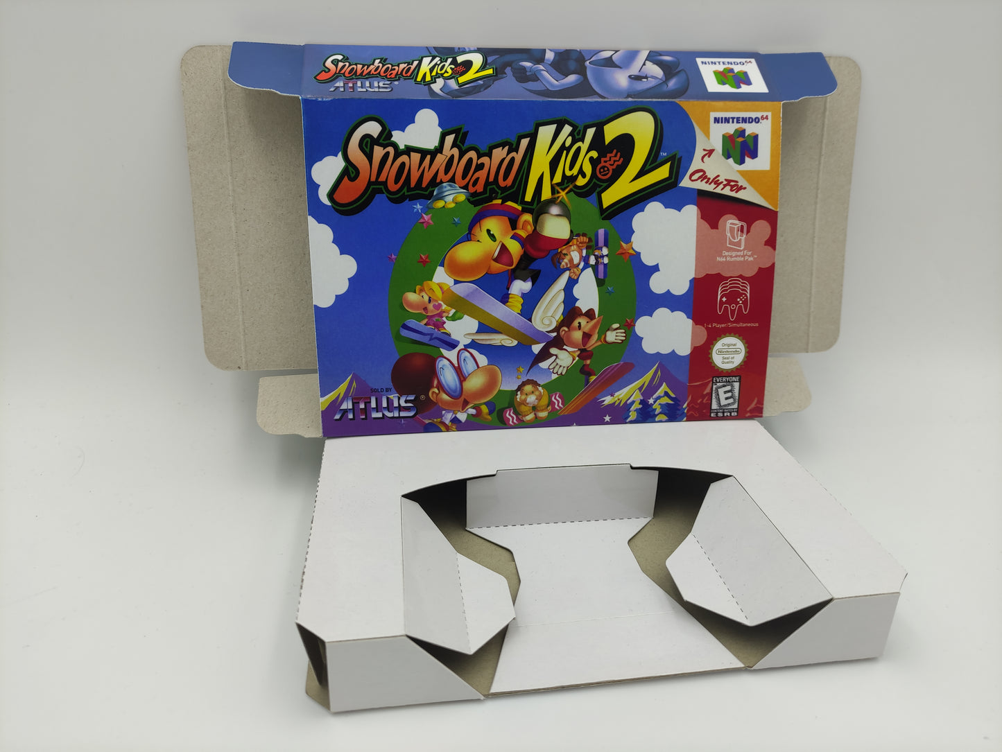 Snowboard Kids 2 - NTSC or PAL region - Nintendo 64 - box with inner tray option - thick cardboard as in the original. Top Quality !!