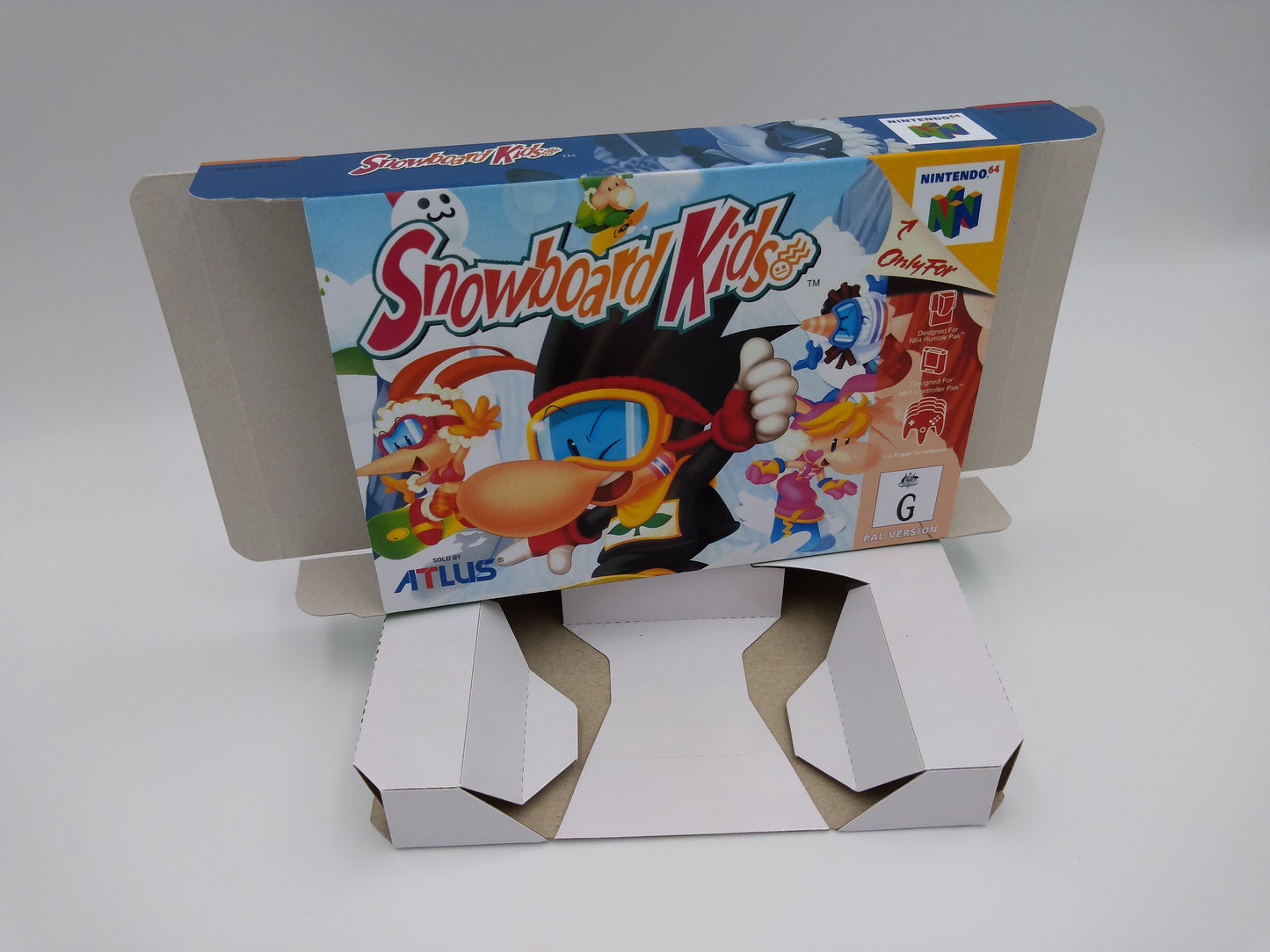 Snowboard Kids - box with inner tray option - NTSC, PAL or Australian PAL - Nintendo 64 - thick cardboard. Top Quality !!