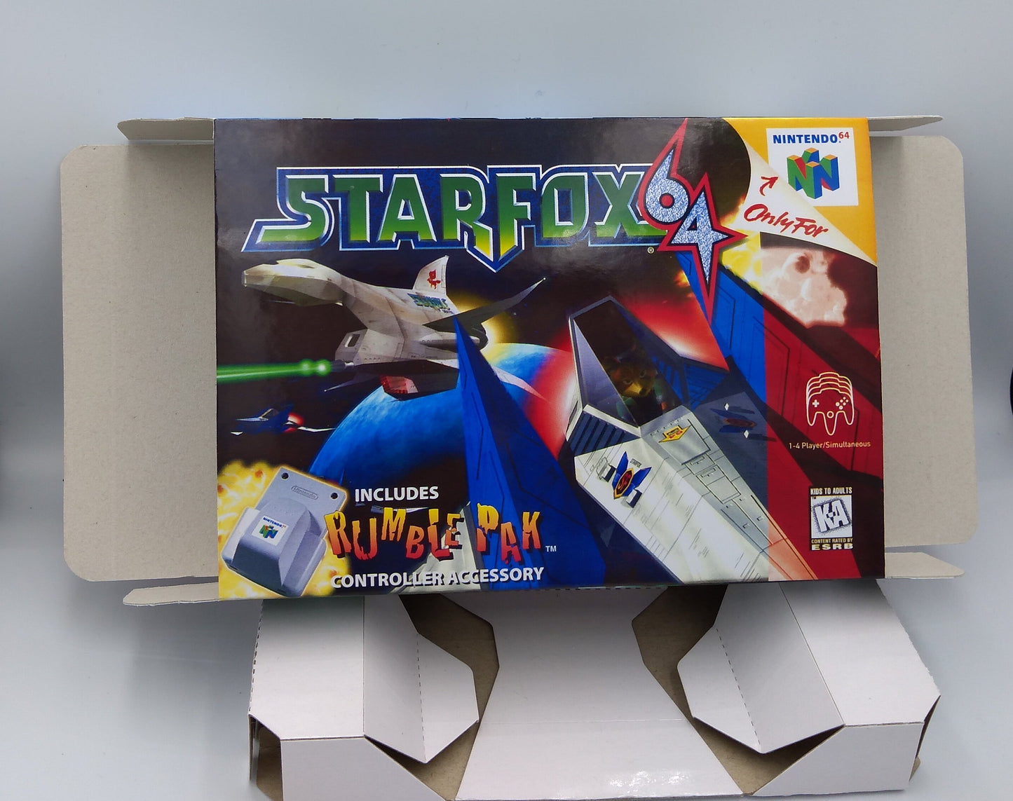 Star Fox 64/ Lylat Wars - Box with inner tray option - N64 - NTSC, PAL or Australian PAL - thick cardboard as in the original.