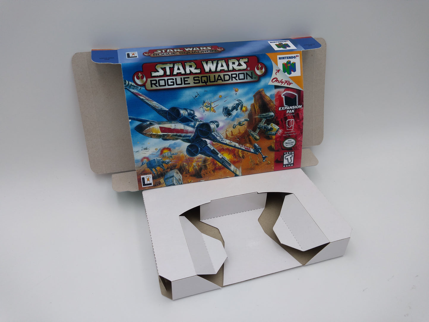 Star Wars Rogue Squadron - box with inner tray option - PAL or NTSC - Nintendo 64 - thick cardboard . Top Quality!!