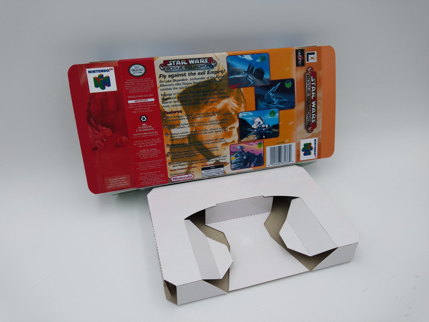 Star Wars Rogue Squadron - box with inner tray option - PAL or NTSC - Nintendo 64 - thick cardboard . Top Quality!!