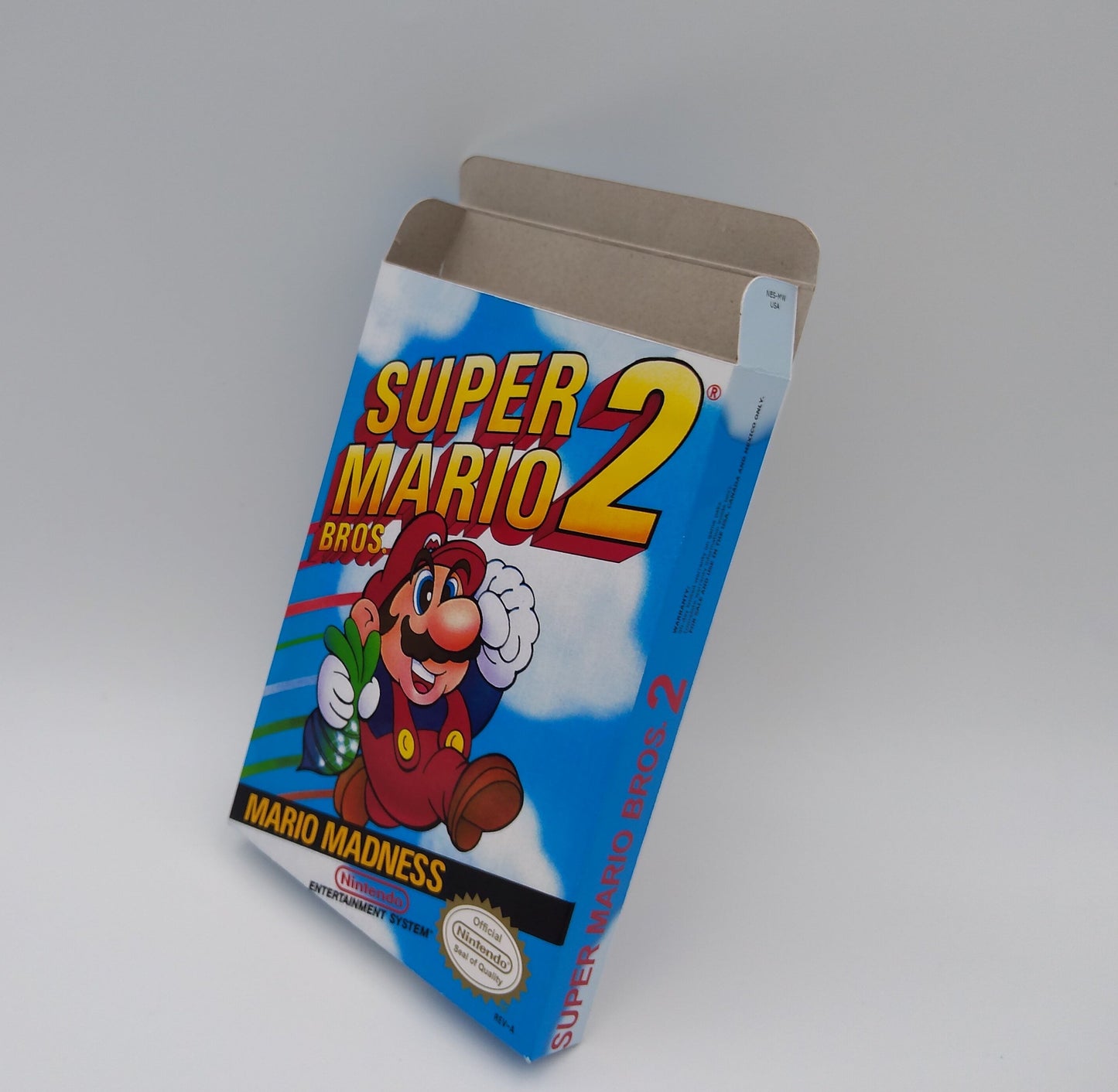 Super Mario Bros 2 - Replacement Box, Manual, Dust Cover, Block for Nintendo Entertainment System - NTSC or Pal - NES. Thick Cardboard. HQ !!