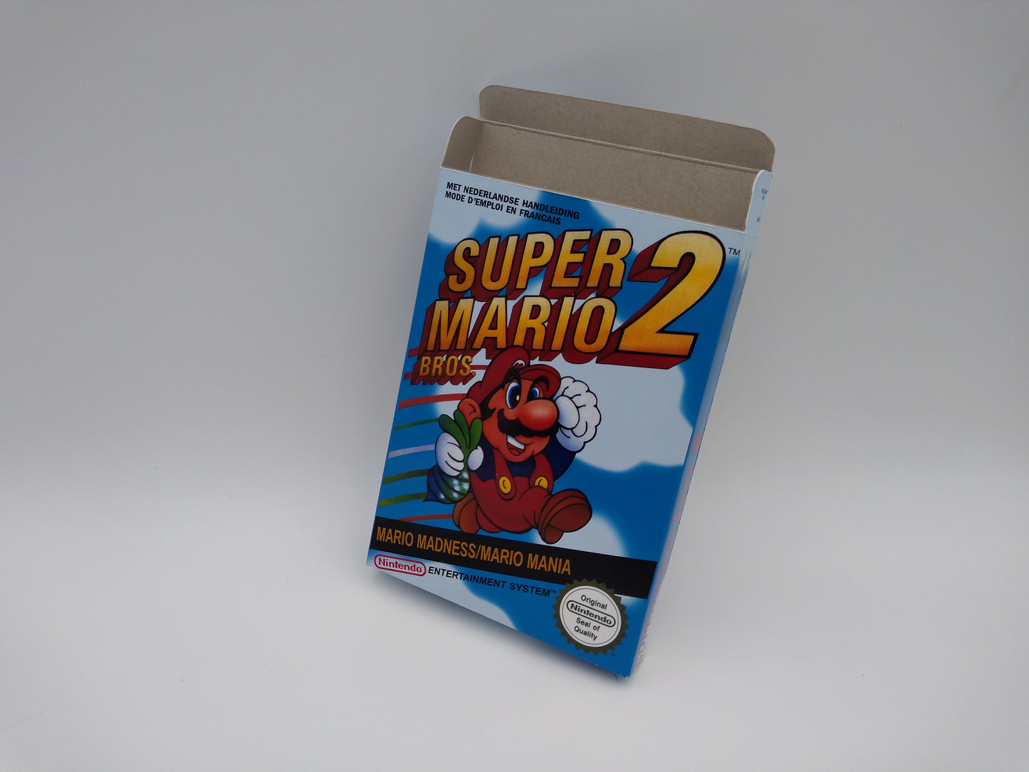 Super Mario Bros 2 - Replacement Box, Manual, Dust Cover, Block for Nintendo Entertainment System - NTSC or Pal - NES. Thick Cardboard. HQ !!